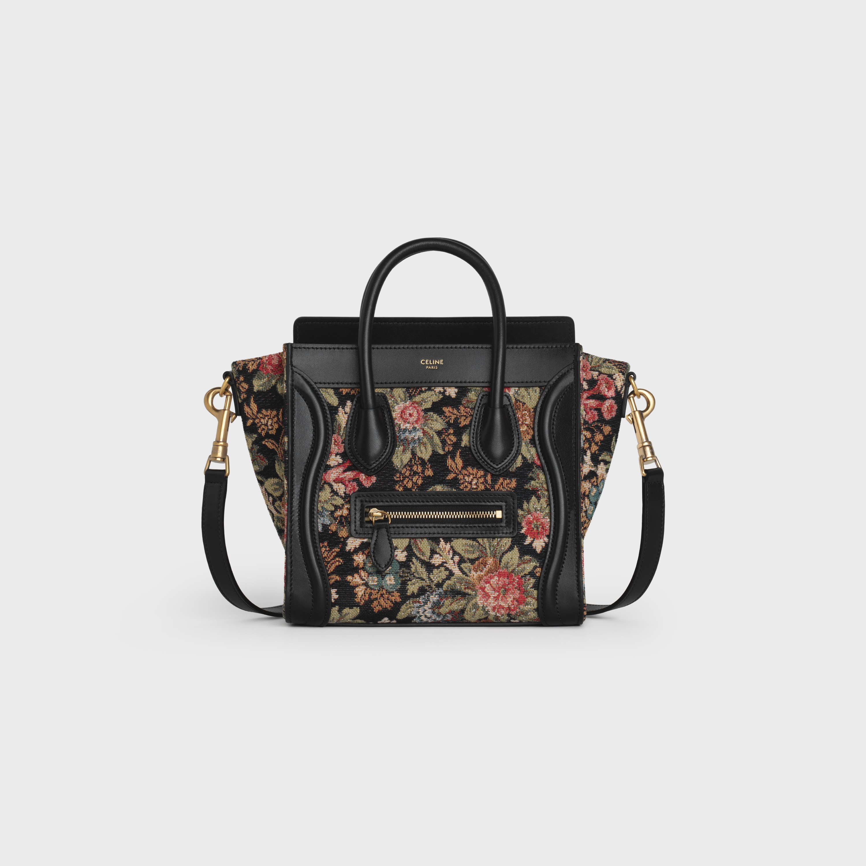 NANO LUGGAGE BAG  IN  FLORAL JACQUARD AND CALFSKIN - 1