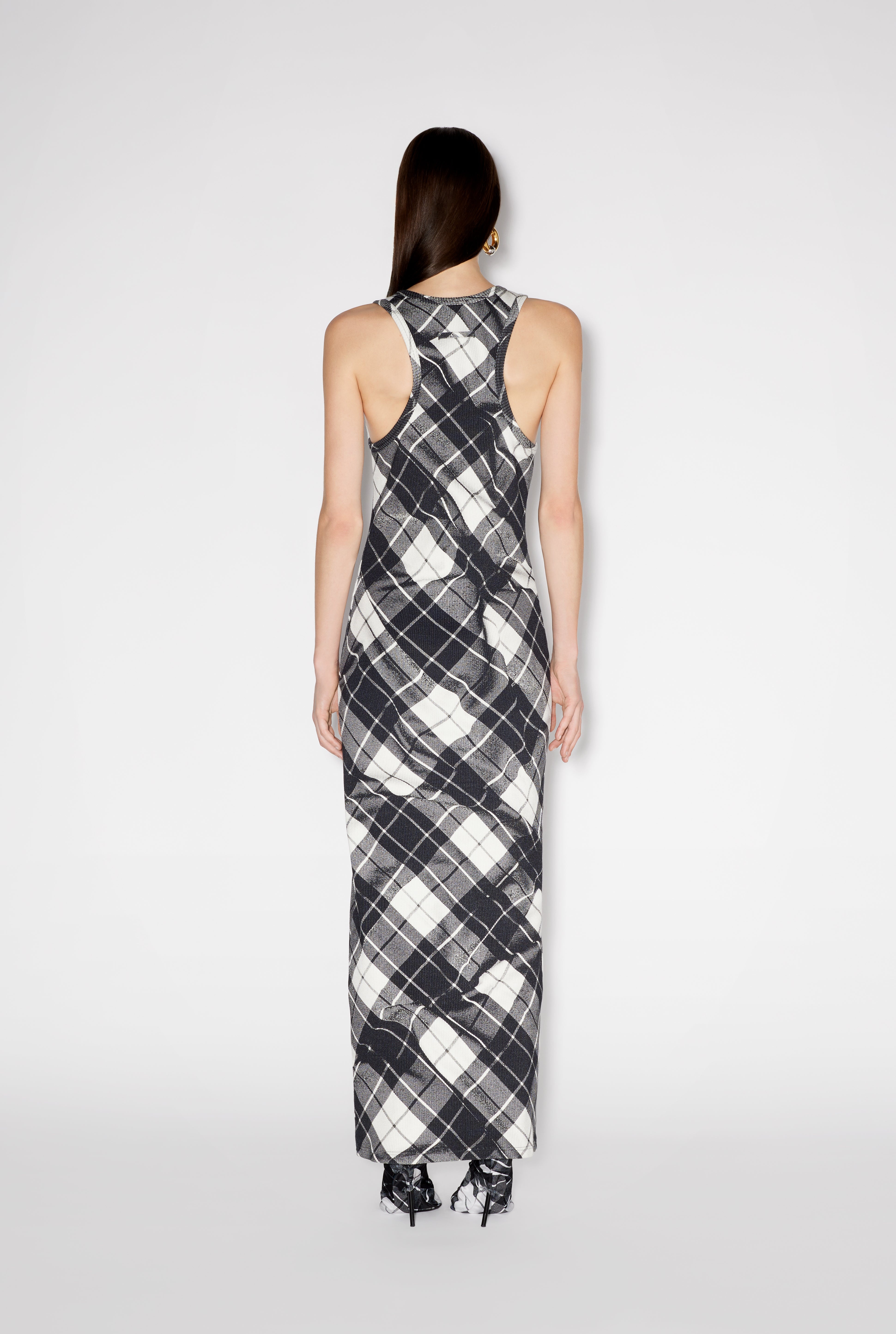THE LONG BLACK STRAPPED TARTAN DRESS - 3