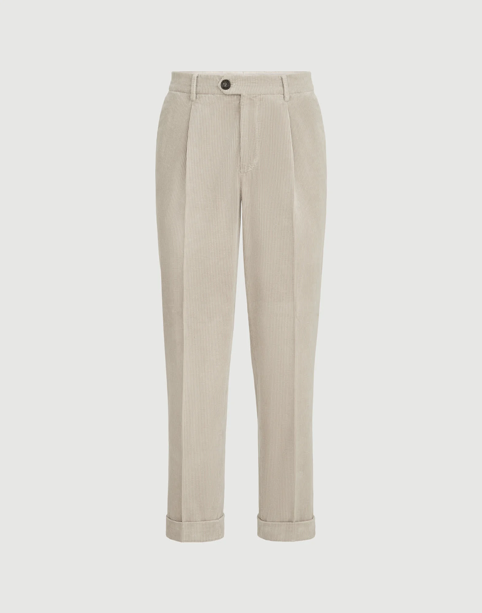 Garment-dyed trousers in cotton corduroy with pleat - 1