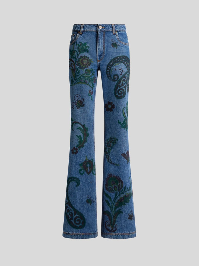 FLARED JEANS WITH FLOWER AND BEE PRINT 1