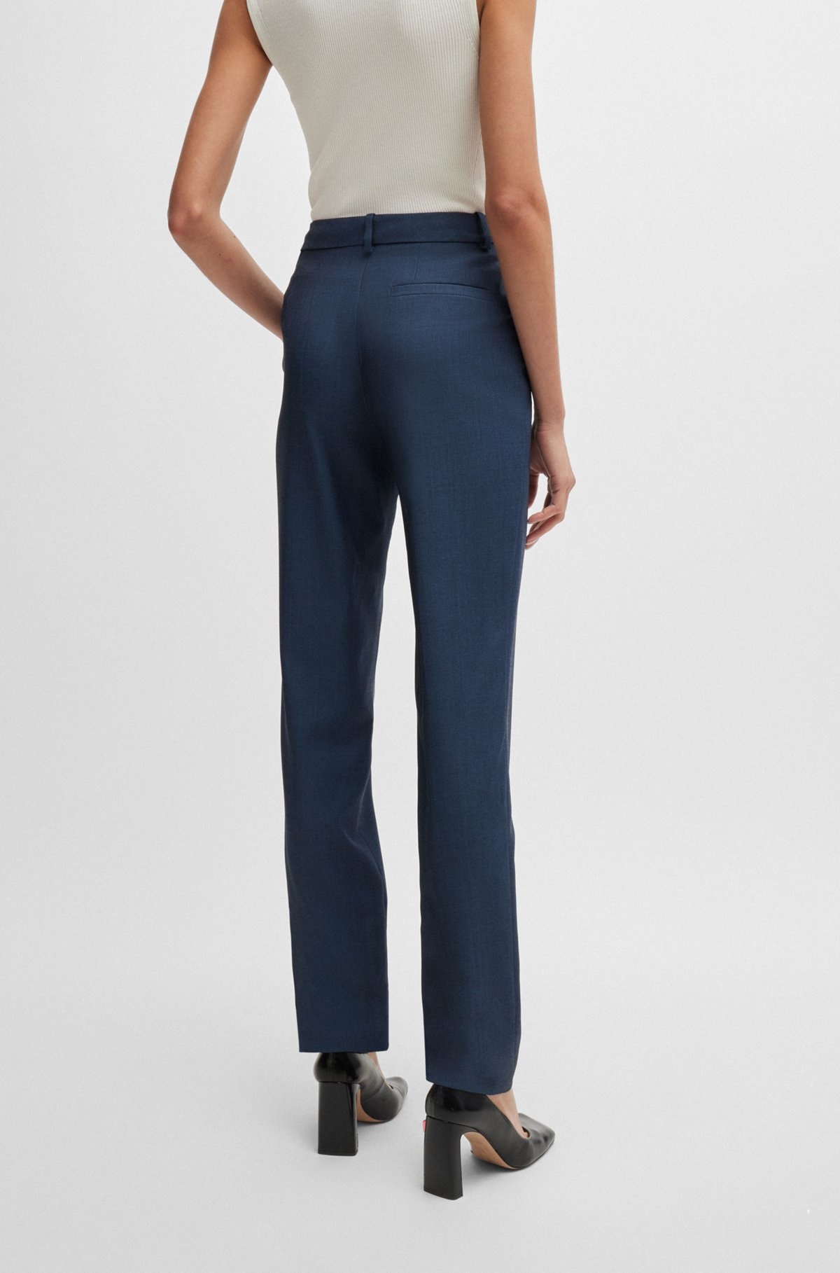 RELAXED-FIT TROUSERS IN DENIM-EFFECT WOOL TWILL - 4