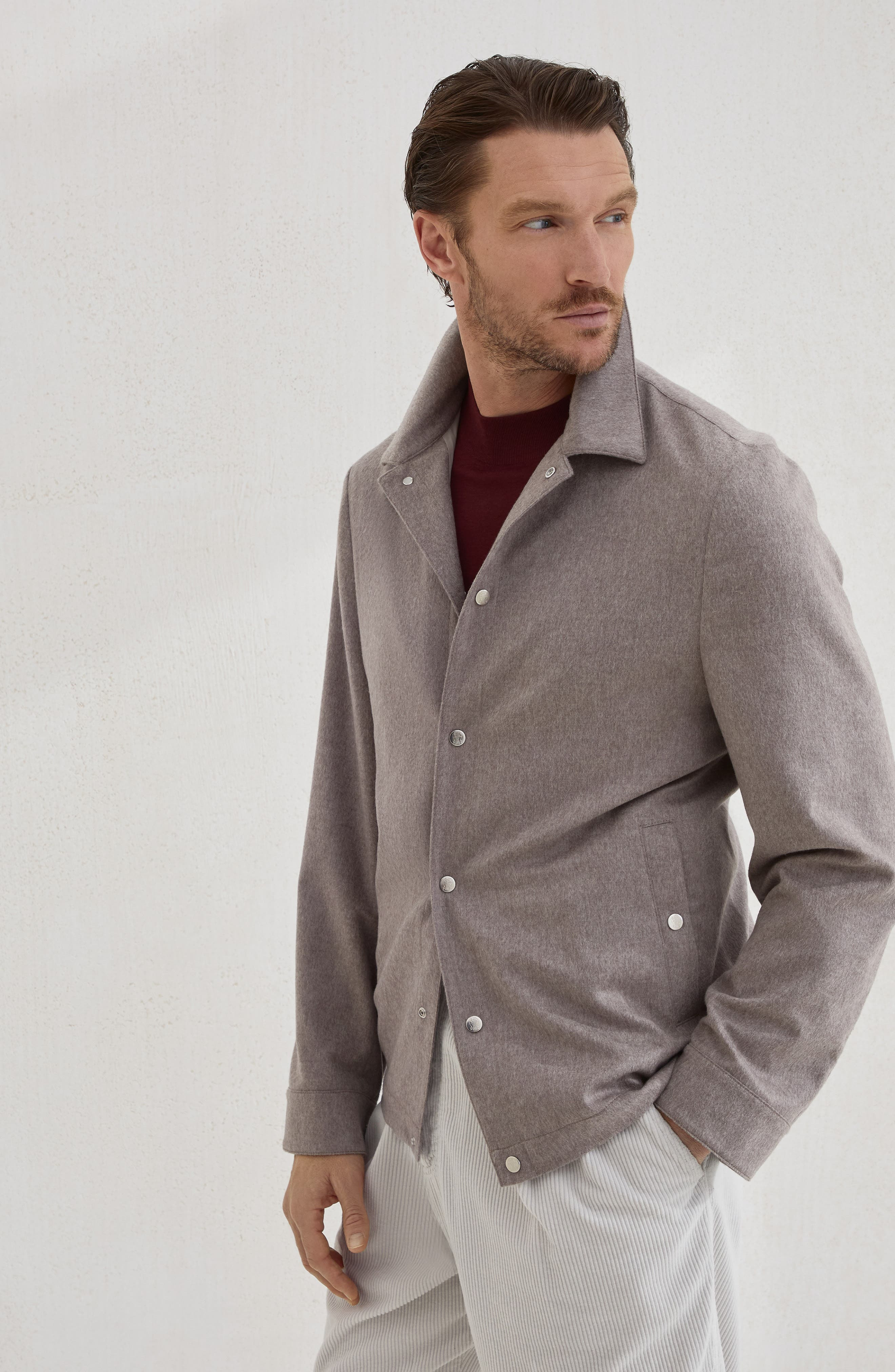 Brunello Cucinelli Shirt-style outerwear jacket in Bark at Nordstrom - 2