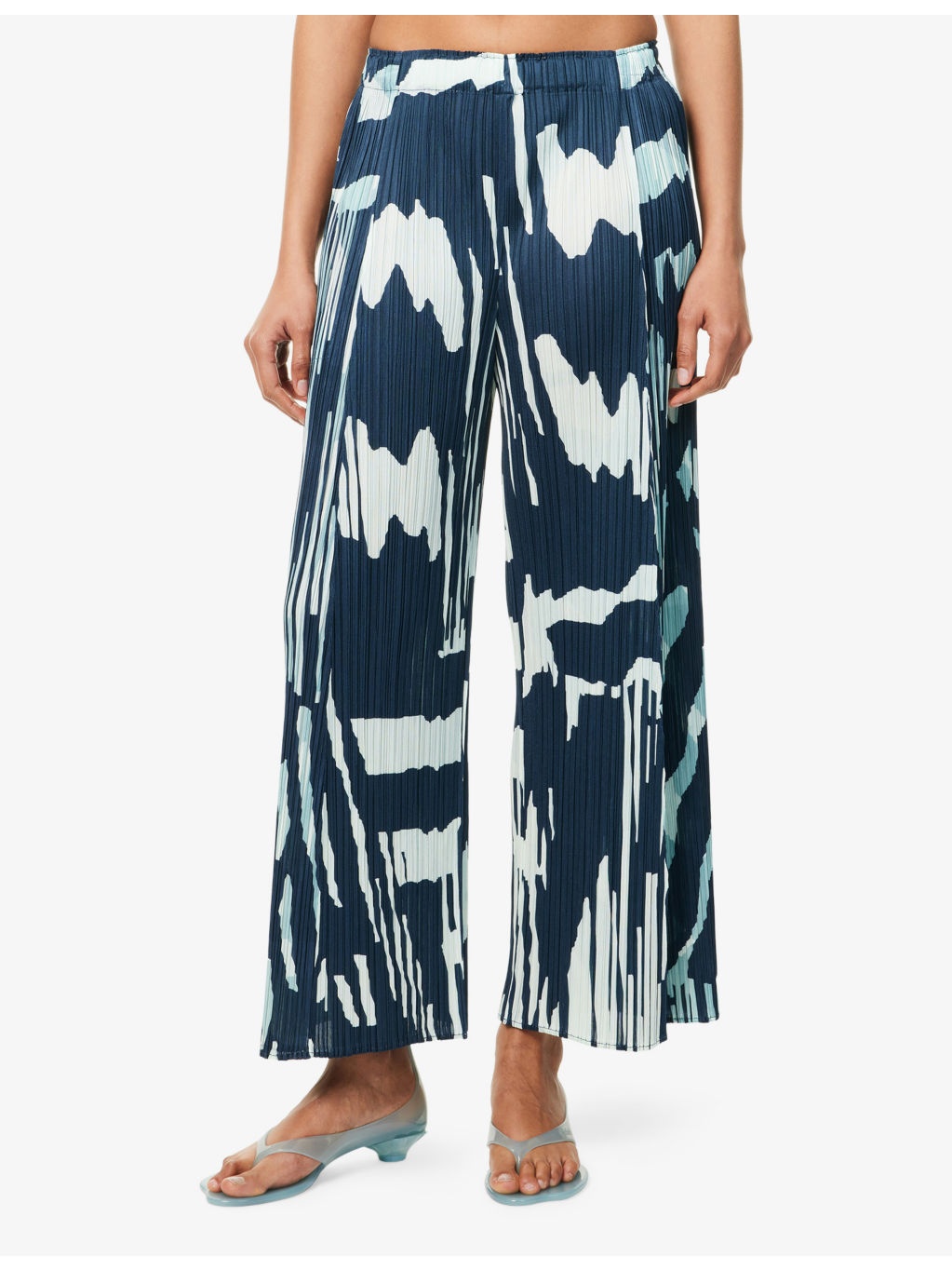 Refraction Abstract-Print Pleated Knitted Trousers - 3