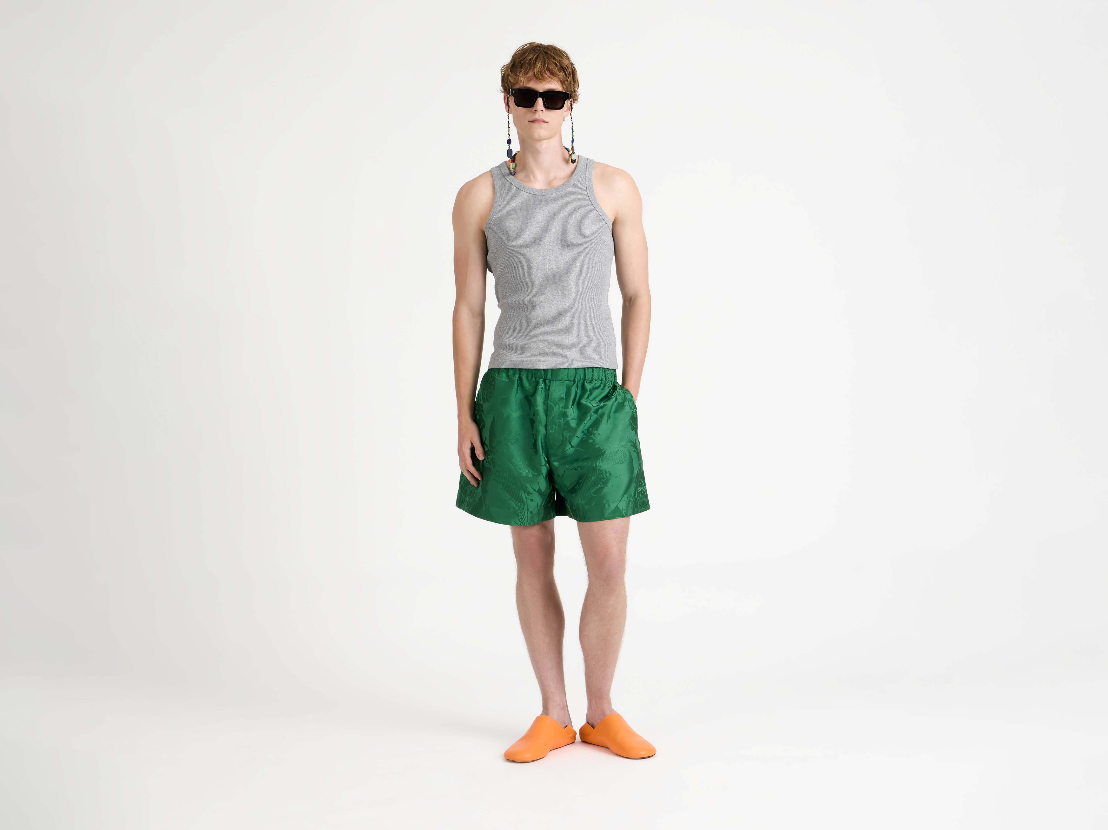 MENS SLIPPER MULES IN ORANGE - 4