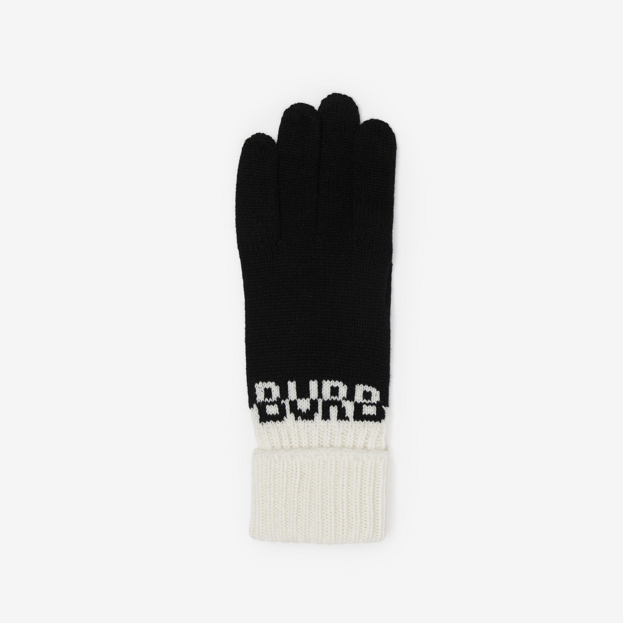 Logo Intarsia Two-tone Cashmere Gloves - 3