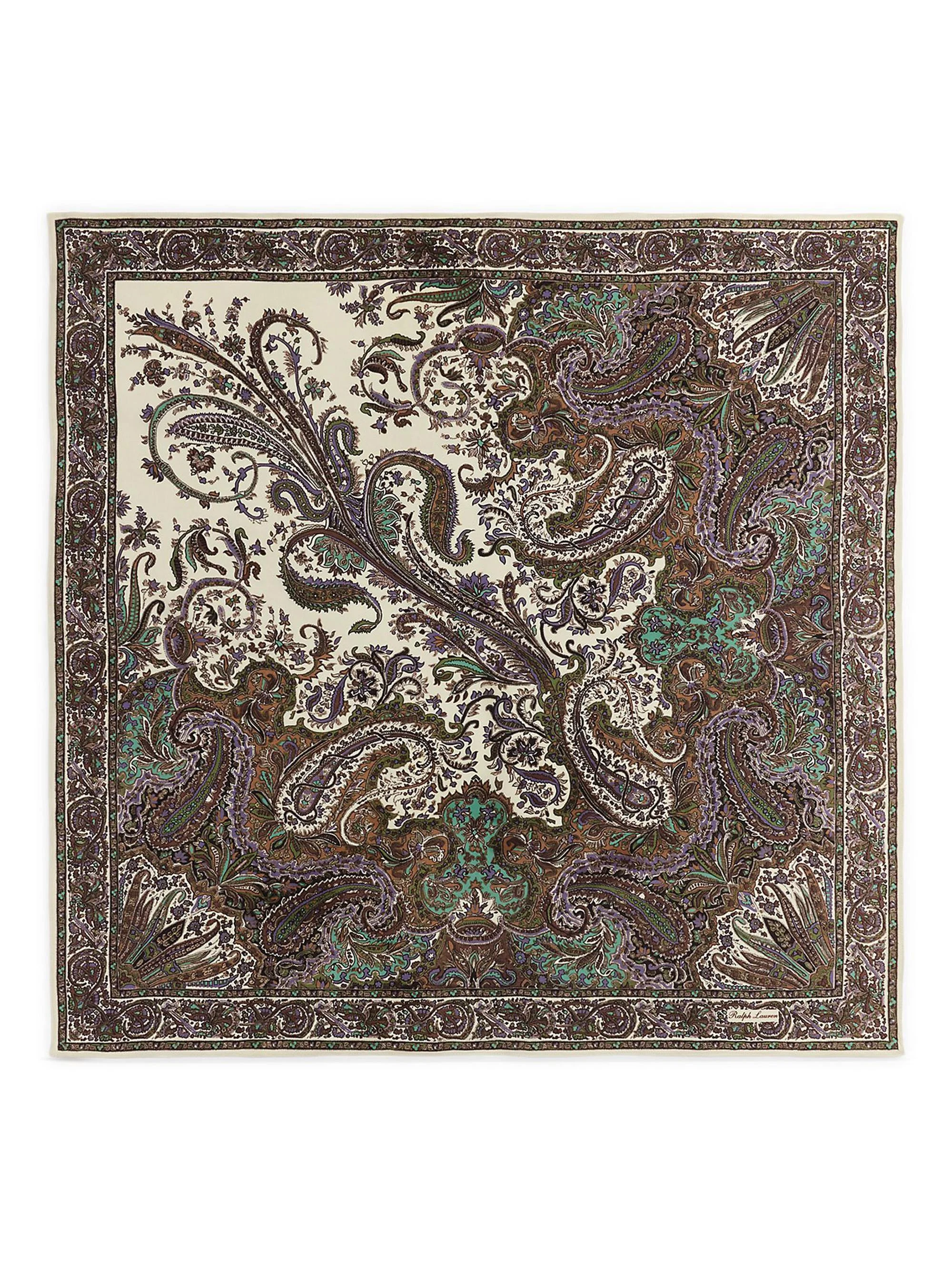 Women's Paisley Silk Scarf - Cream Multi - 1