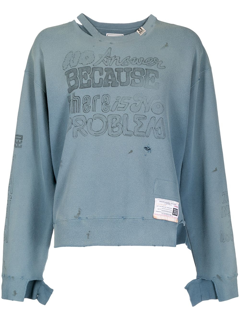 distressed-detail sweatshirt - 1