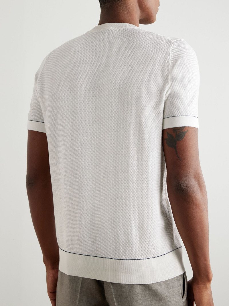 Slim-Fit Sea Island Cotton-Piqué T-Shirt White 4