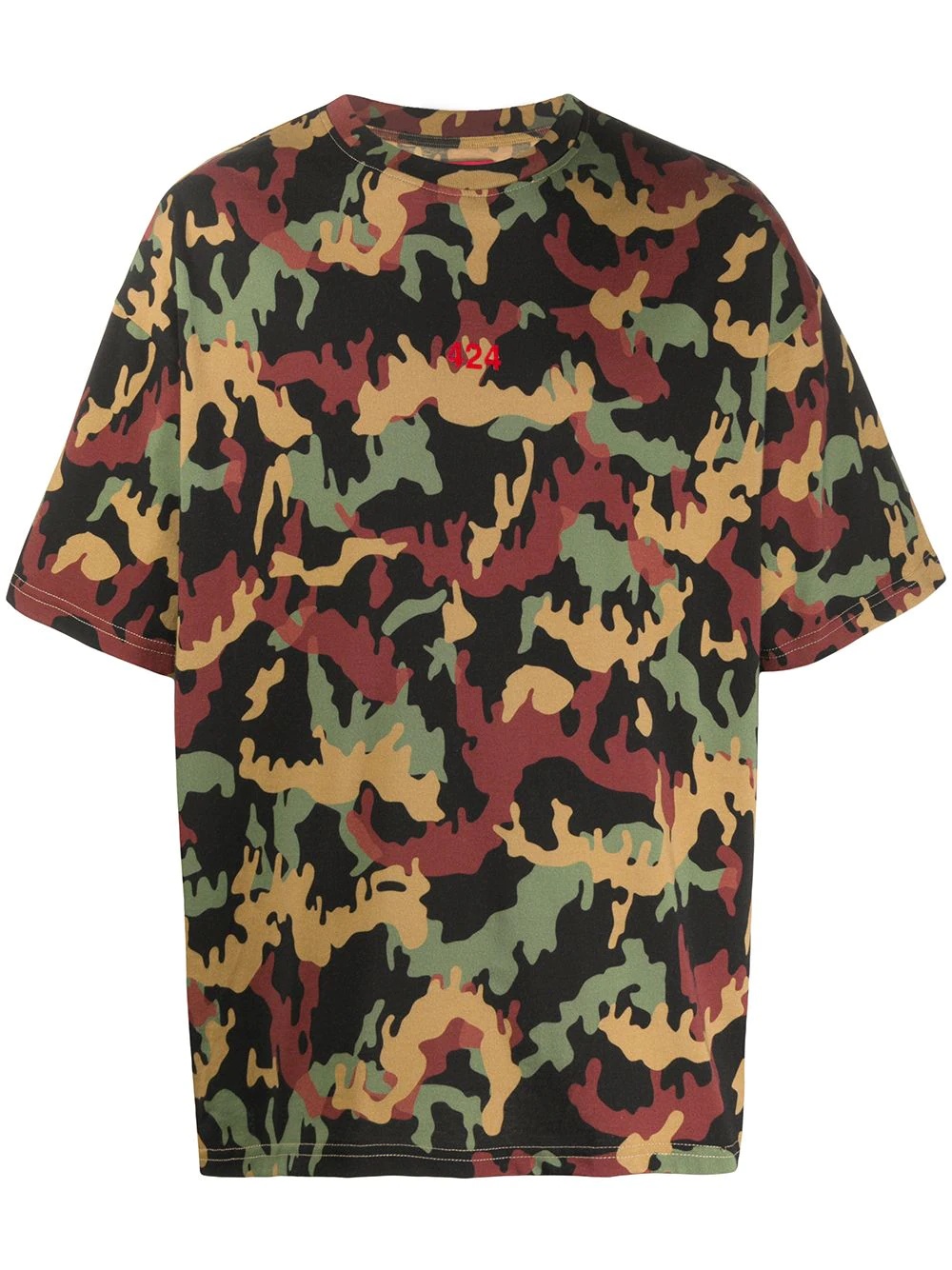 logo camouflage print T-shirt - 1