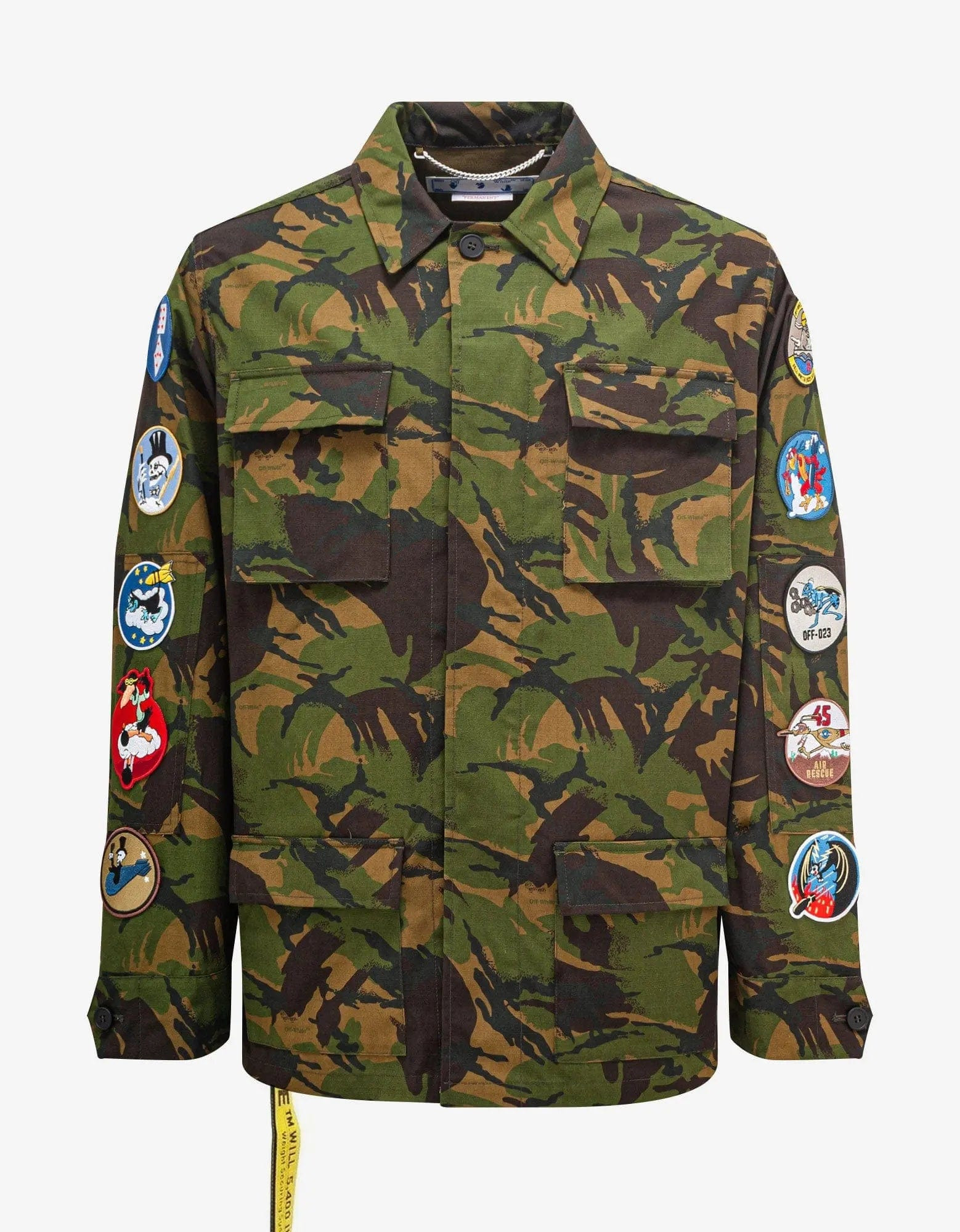 Off-White Green Camouflage Patch Field Jacket - 1
