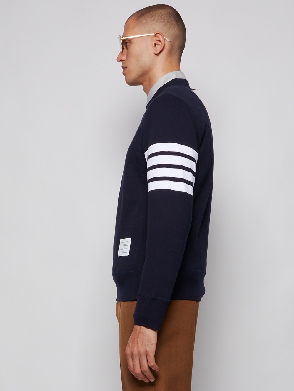 Thom Browne Classic 4-bar Sweatshirt Navy | thewebster | REVERSIBLE