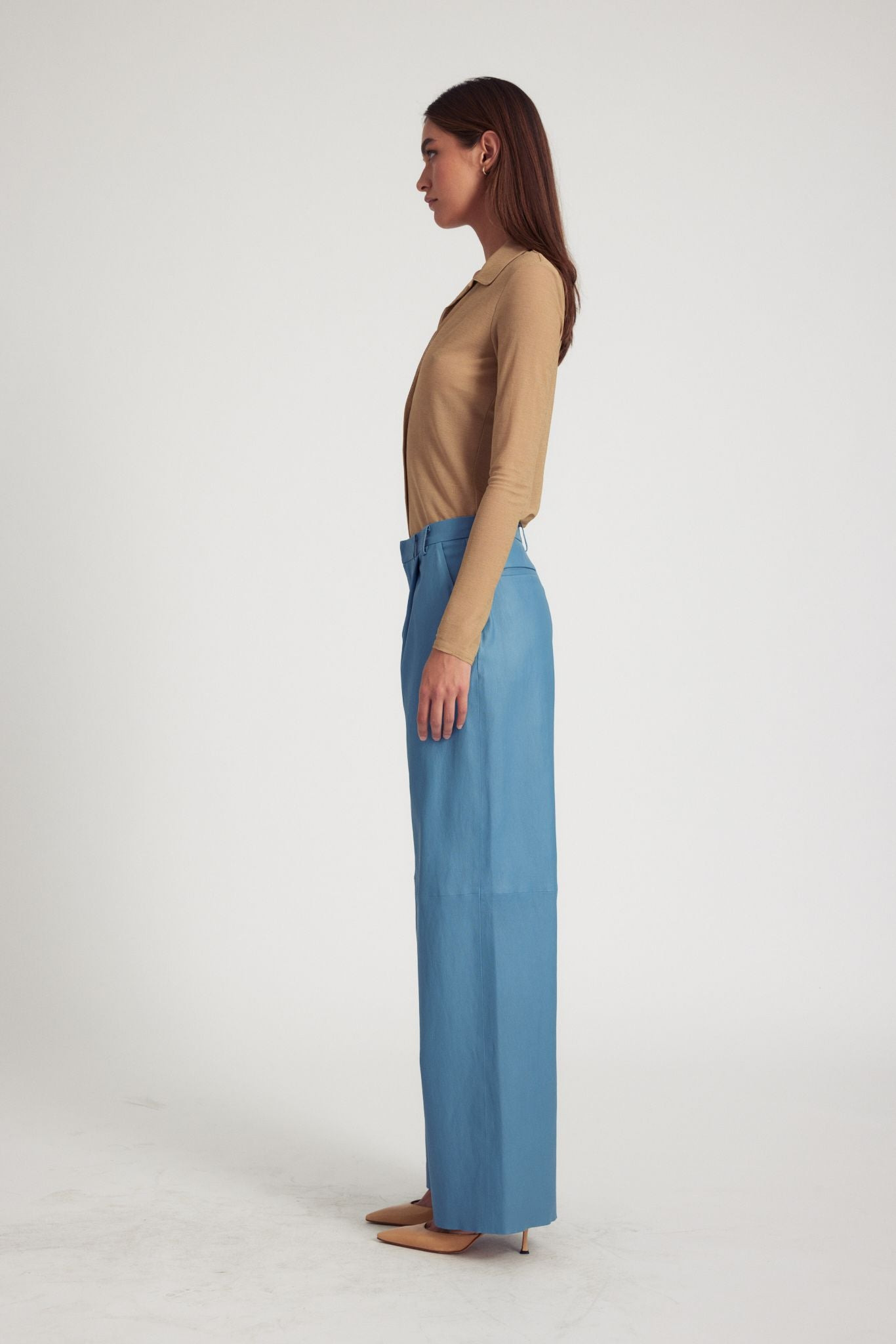 KHAKI KNIT MESH BUTTON DOWN - 4