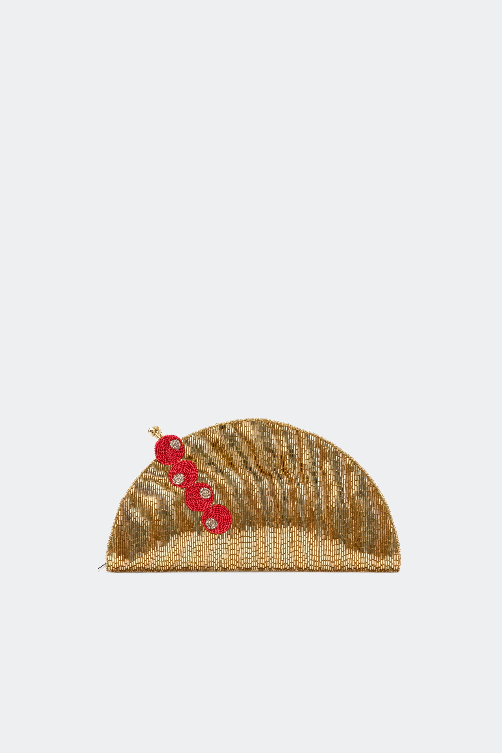 Beaded Lune Clutch in Old Fashioned - 1