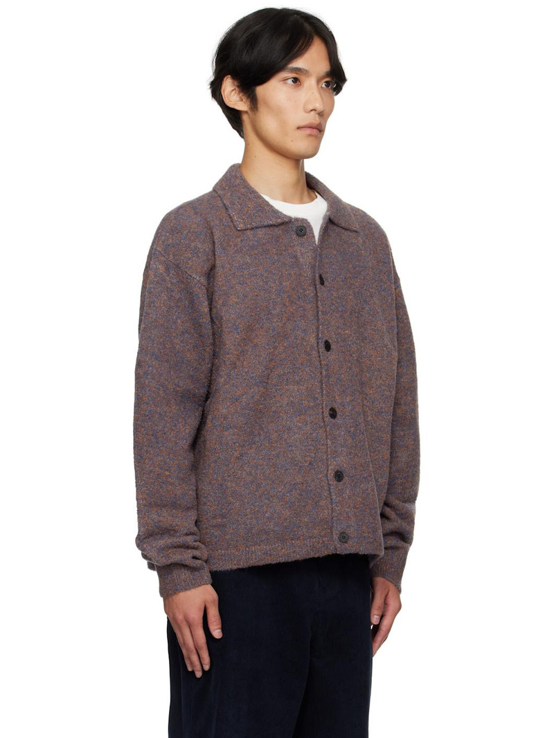 Purple Bouclé Button Down Cardigan 2