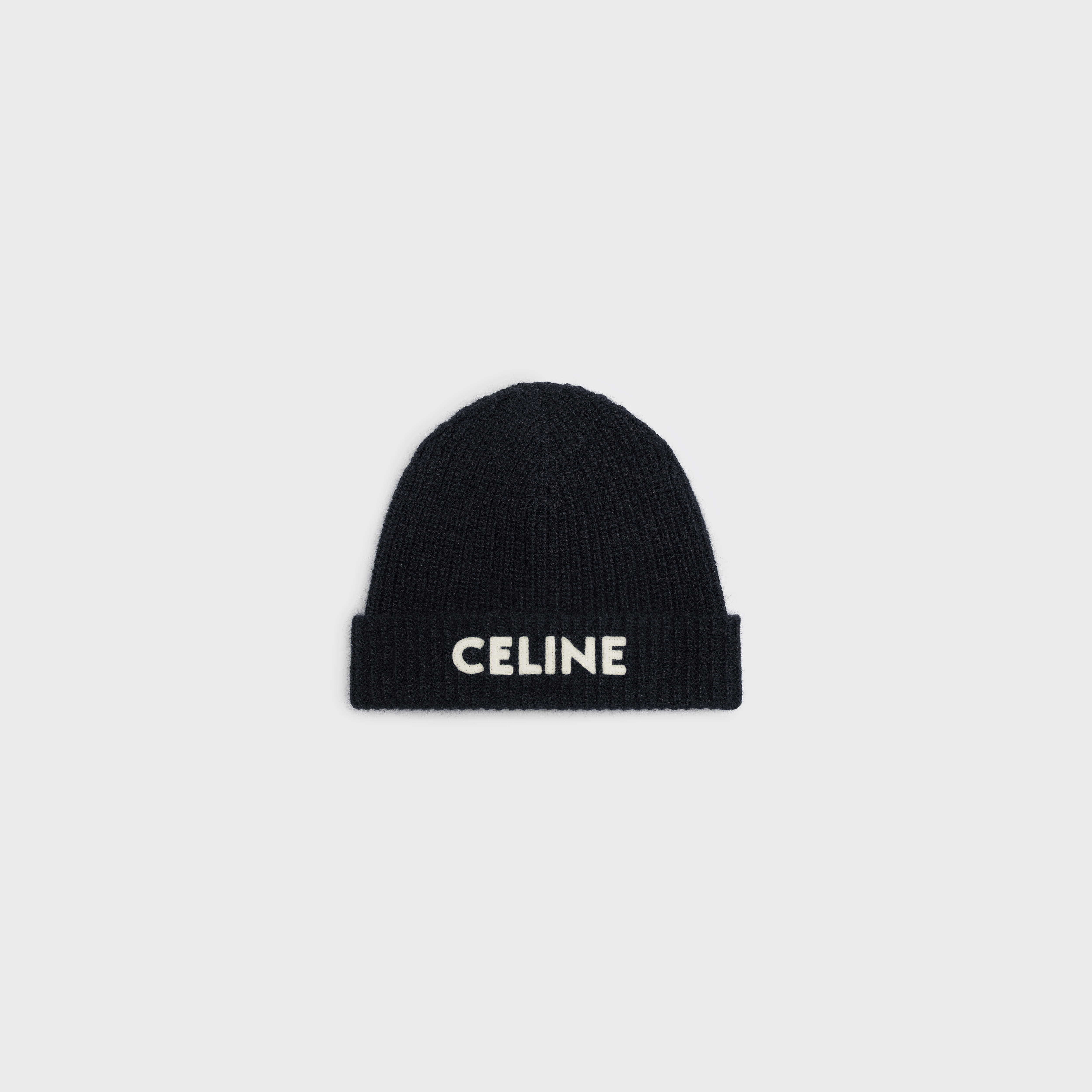 CELINE EMBROIDERED KNIT WOOL BEANIE - 1