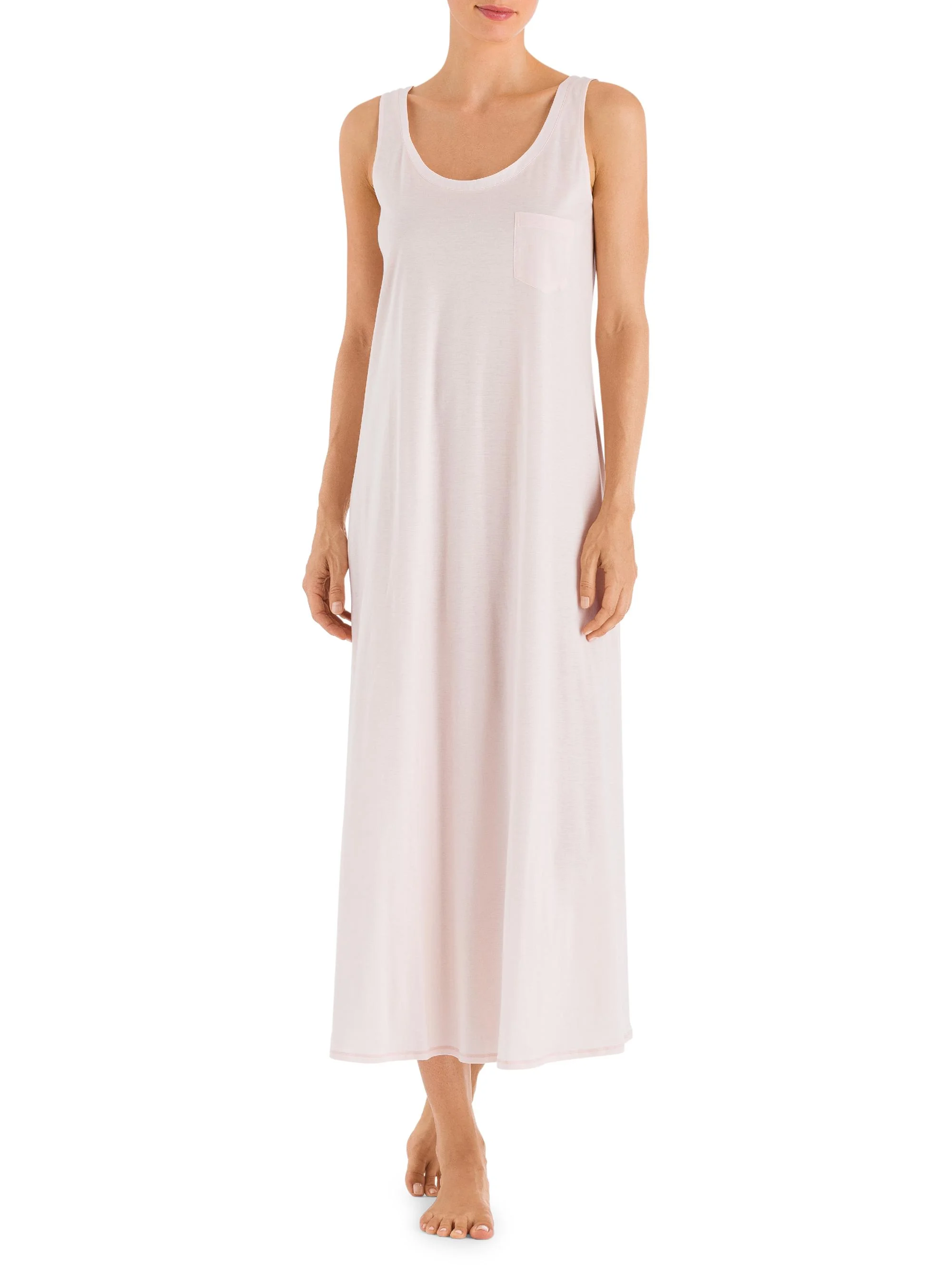 Women's Cotton Deluxe Long Tank Gown - Crystal Pink - 1
