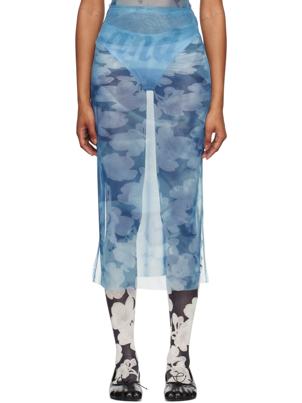 Blue Graphic Maxi Skirt - 1