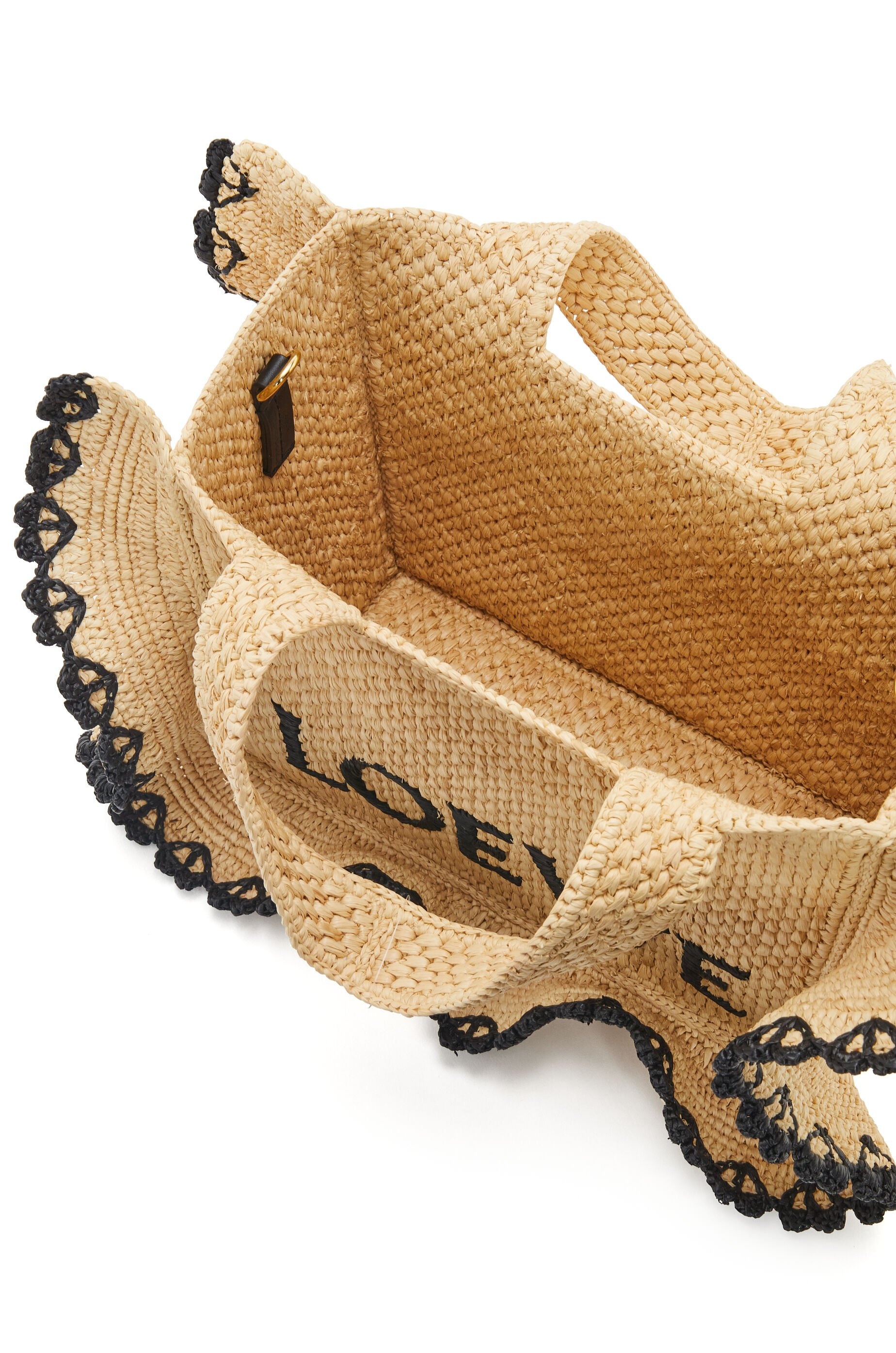 Small LOEWE Font tote in raffia - 8