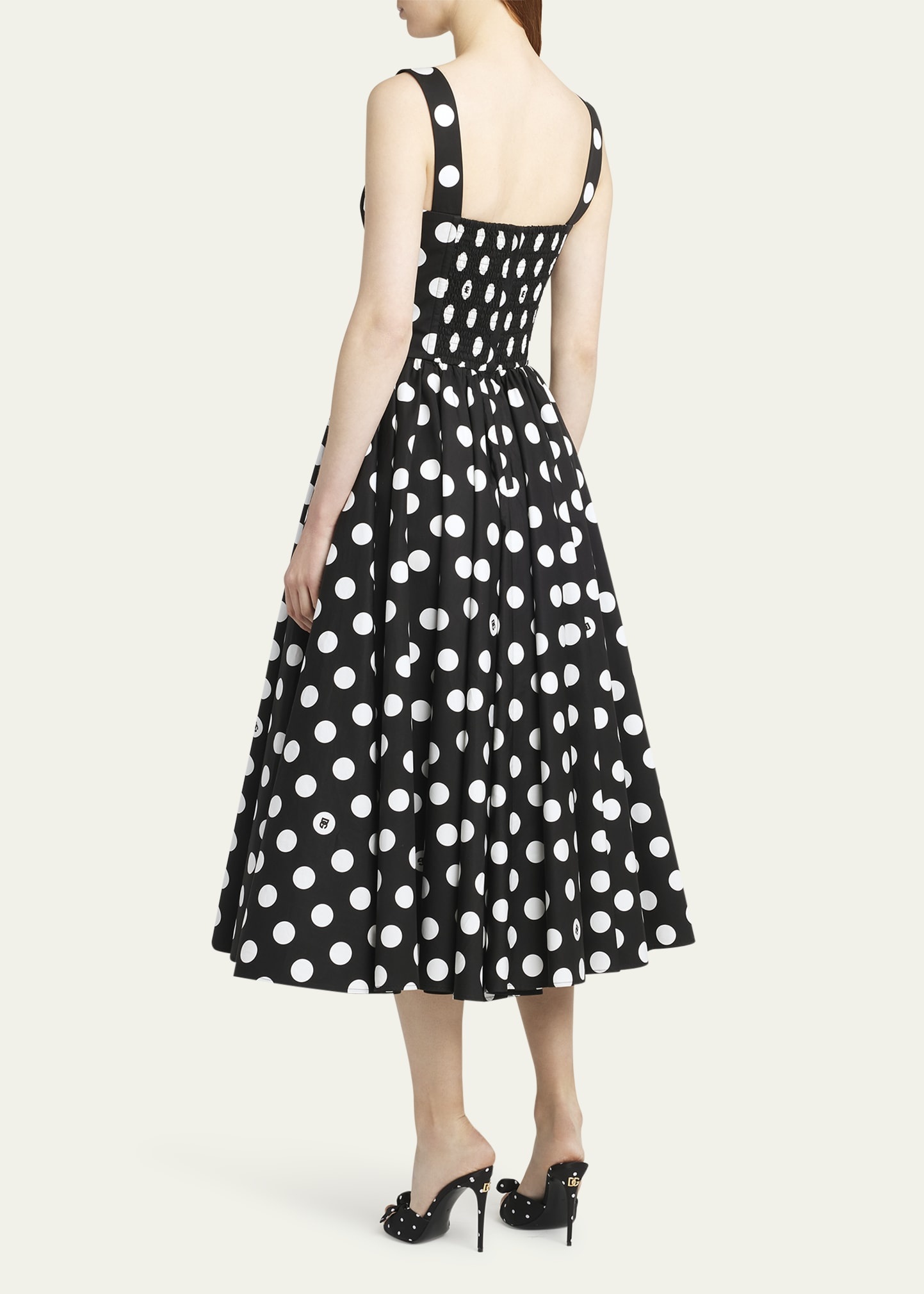 Polka-Dot Sweetheart Midi Dress - 3