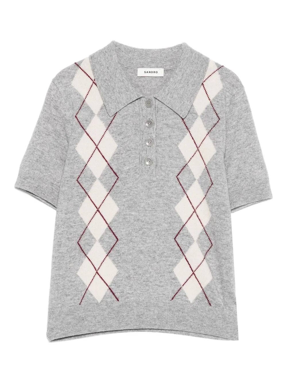 argyle-pattern polo top - 1