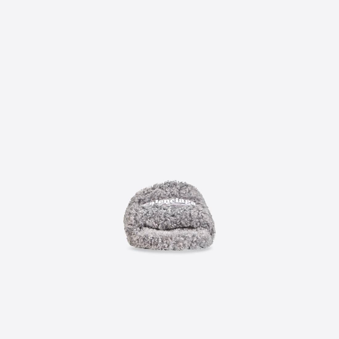 Women's Furry Slide Sandal in Grey - 3