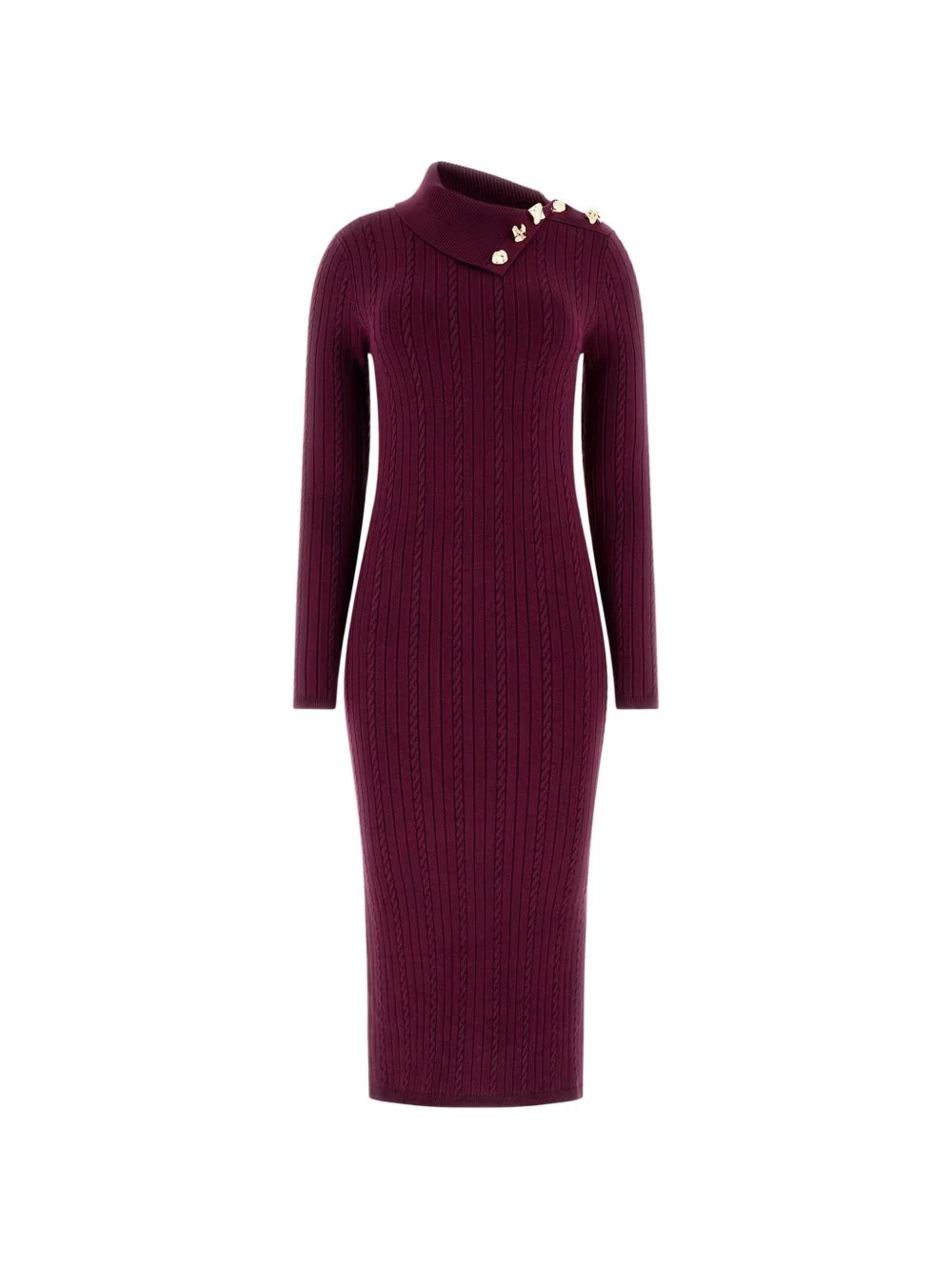 asymmetric-collar midi dress - 1