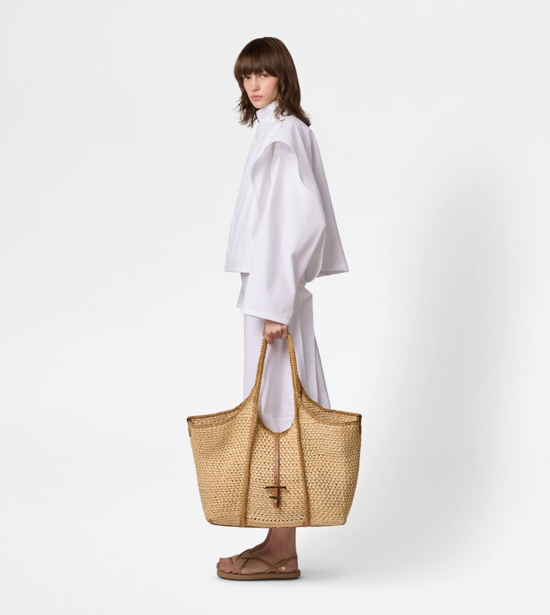 T TIMELESS SHOPPING BAG IN RAFFIA LARGE - NATURAL, BROWN 8