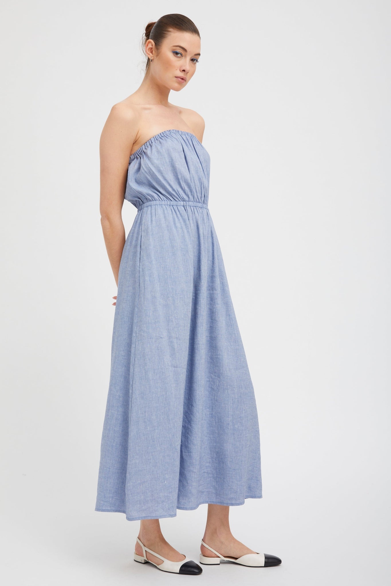 BLUE LINEN MARIE MAXI DRESS - 3