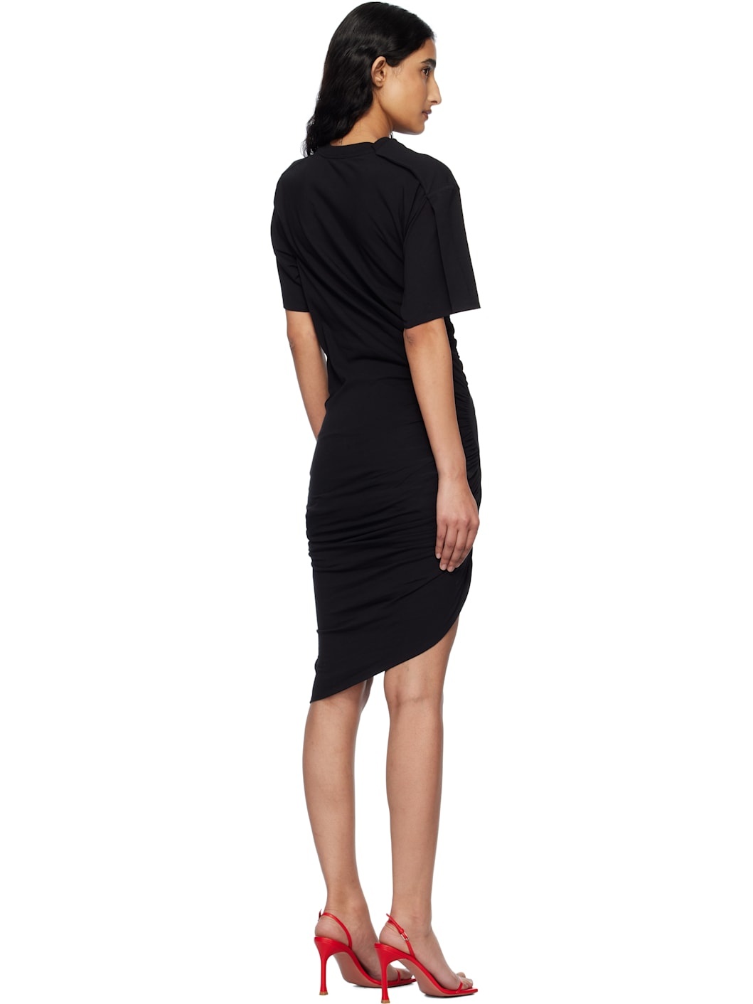 Black Draped Pierced Day Minidress - 3