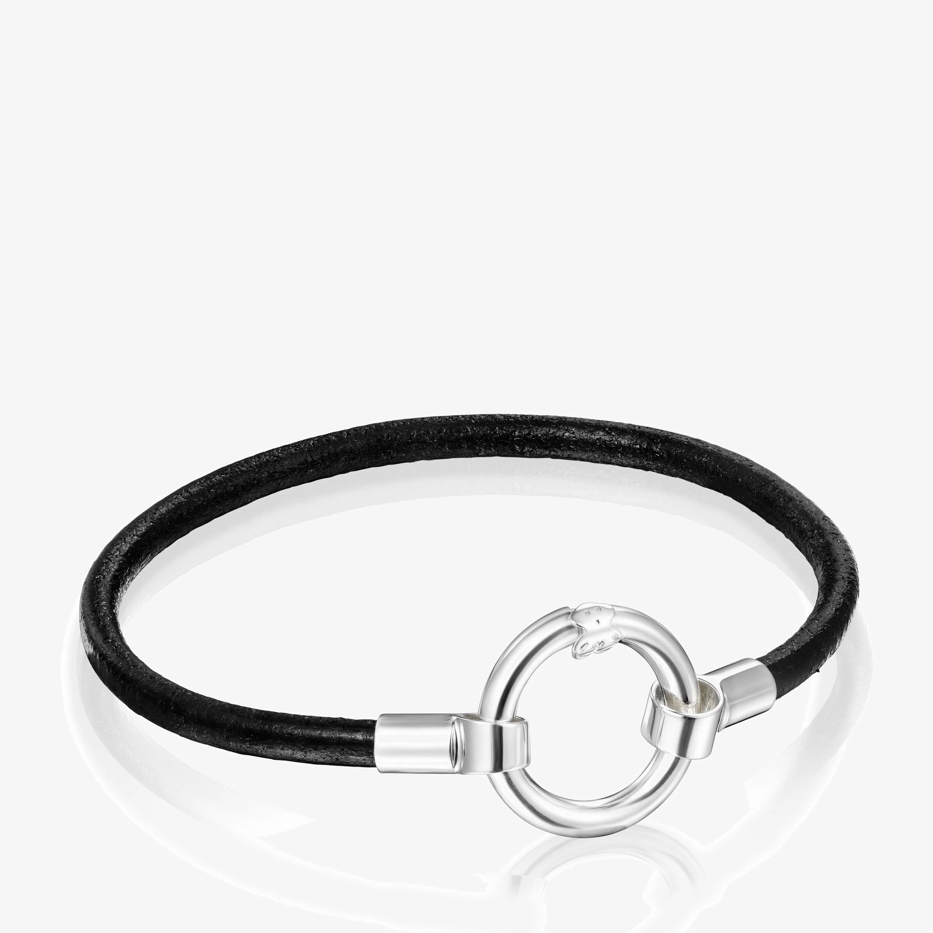 Hold Bracelet in Silver and black Leather - 1
