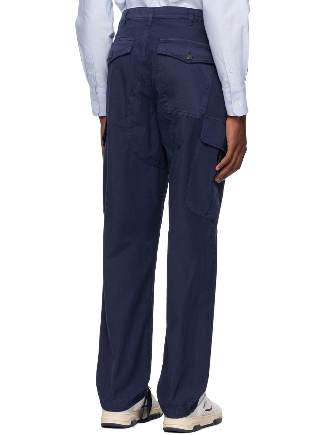 Blue Paneled Cargo Pants - 3