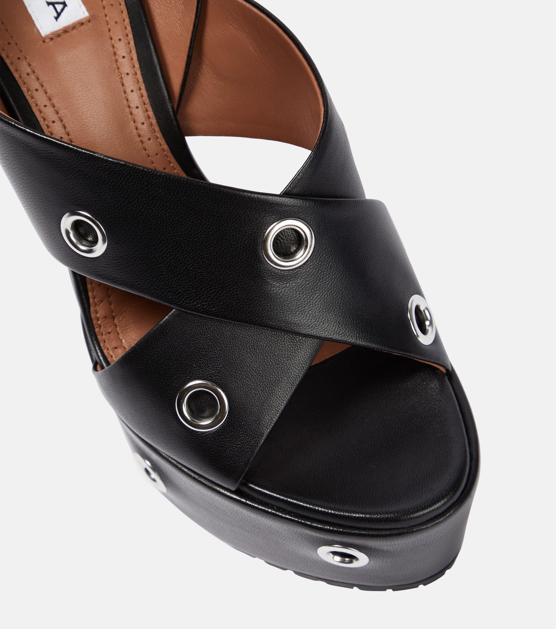 Eyelet-embellished leather sandals - 6