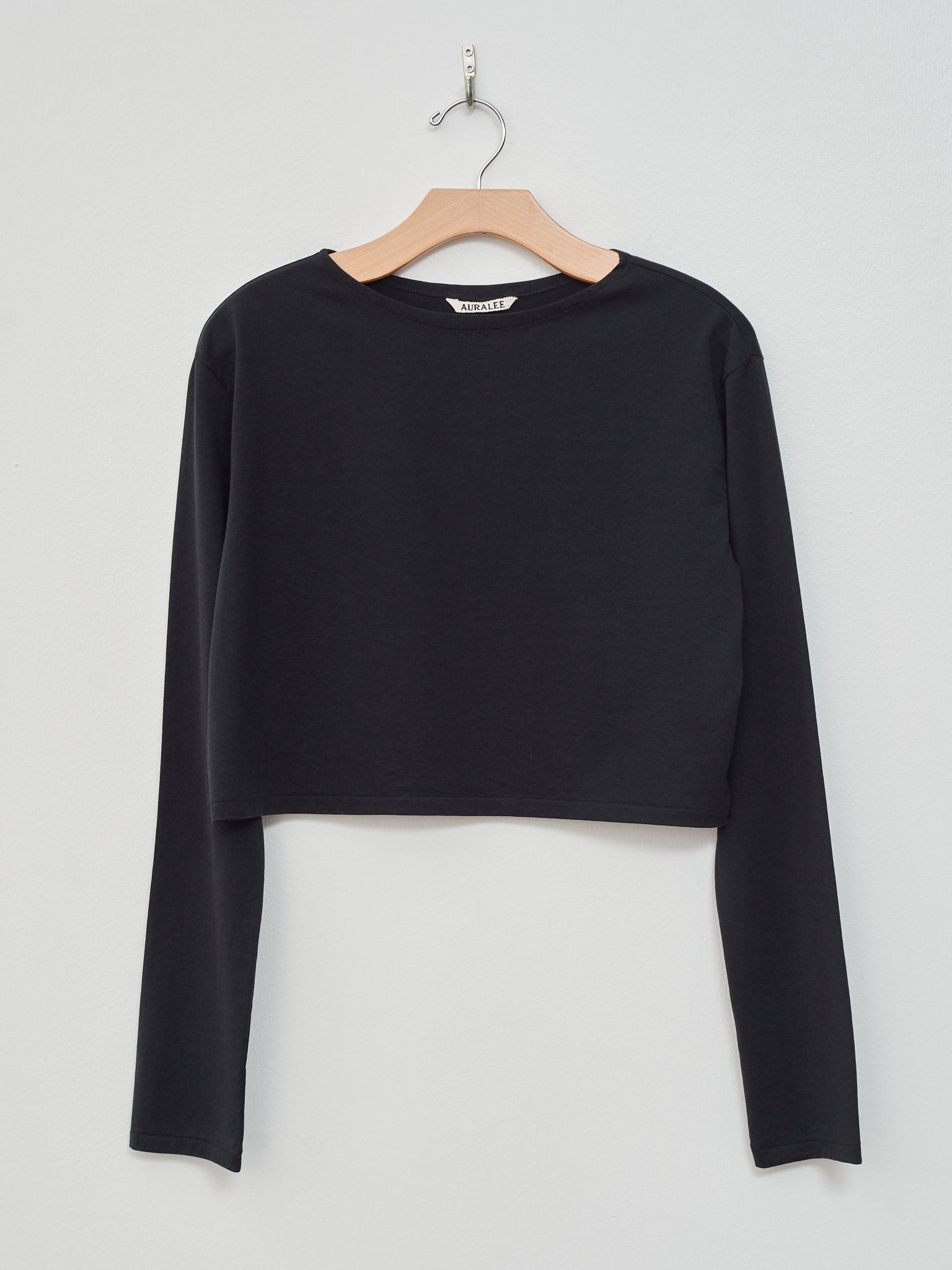 Organic Cotton High Gauge Jersey Boat Neck L/S Tee - Black - 1