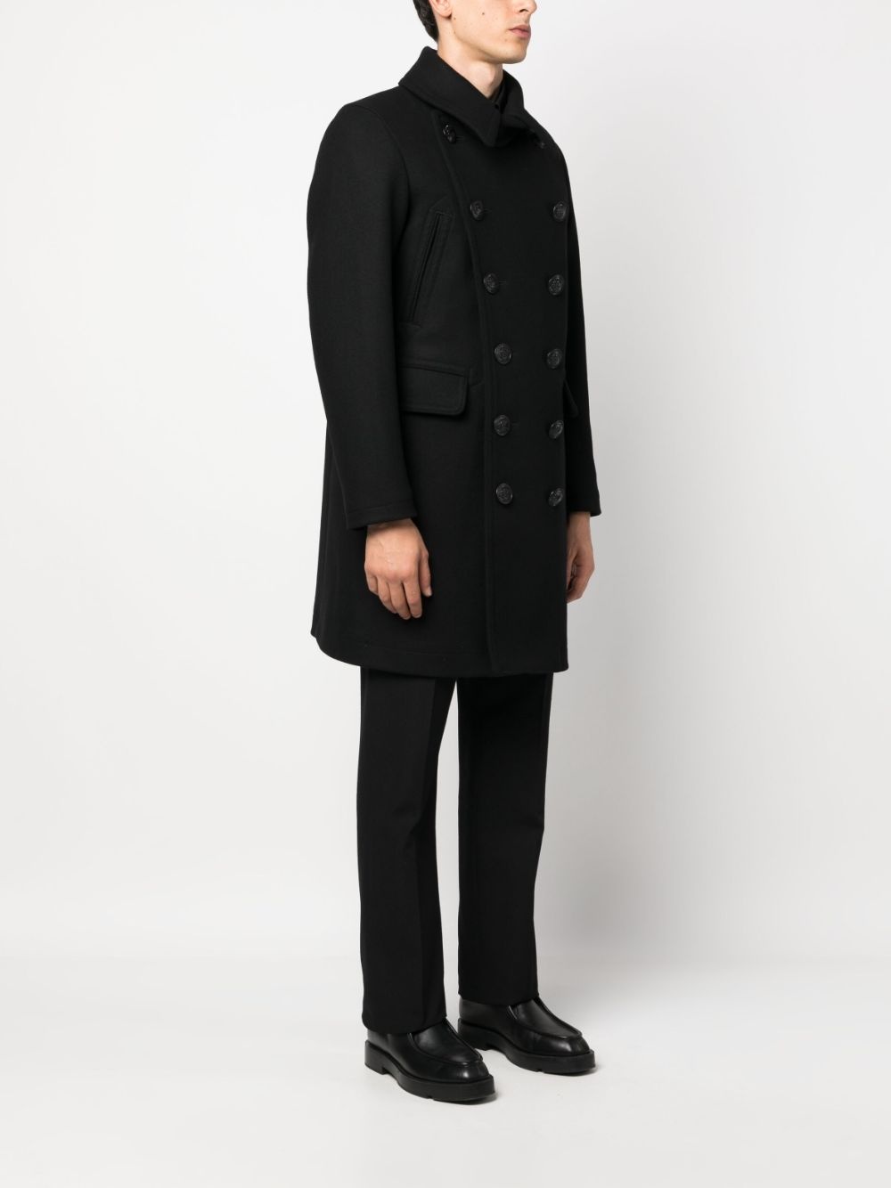 logo-button double-breasted coat - 3