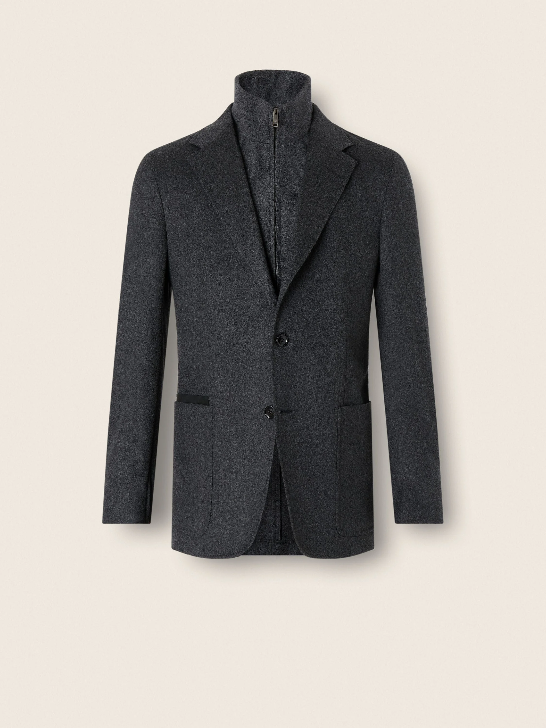 DARK GREY MÉLANGE OASI CASHMERE JACKET - 1