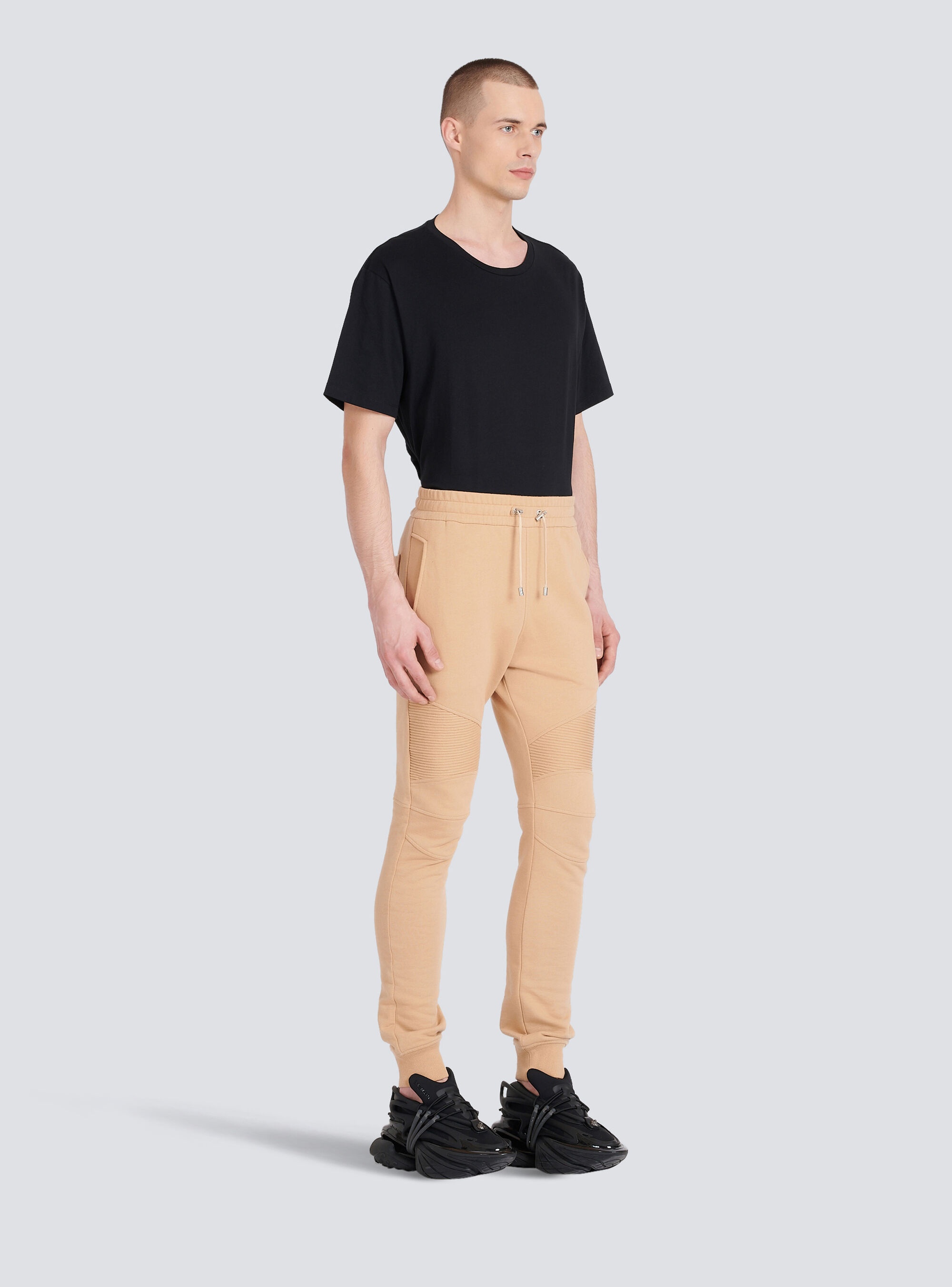 Eco-designed cotton sweatpants with black Balmain logo print - 4