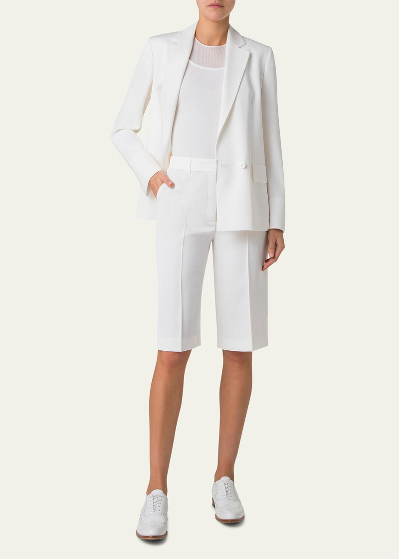 AKRIS William Double-Breasted Boyfriend Shantung Silk-Blend Jacket outlook