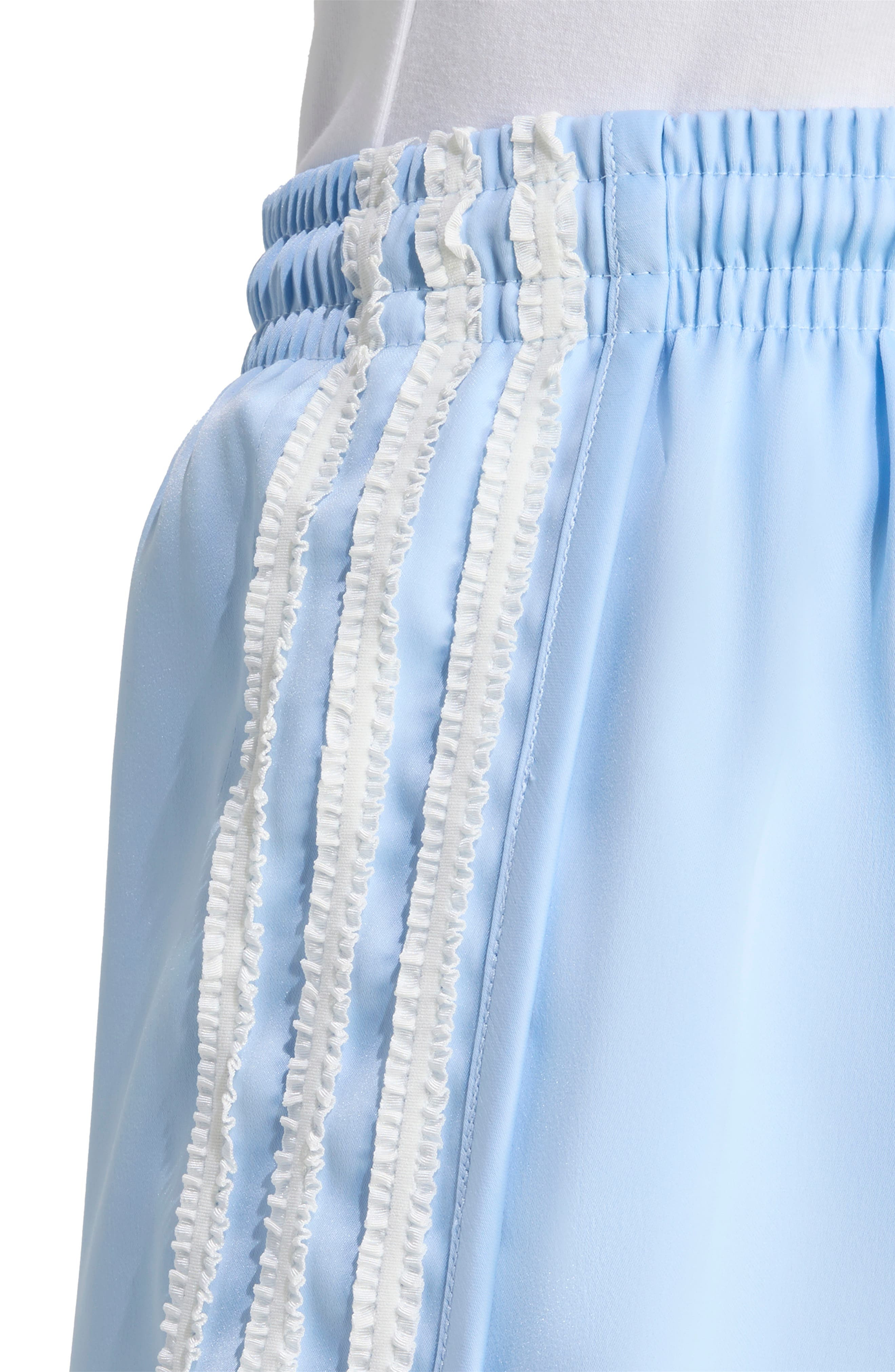 adidas Ruffle 3-Stripes Satin Shorts in Clear Sky at Nordstrom - 3
