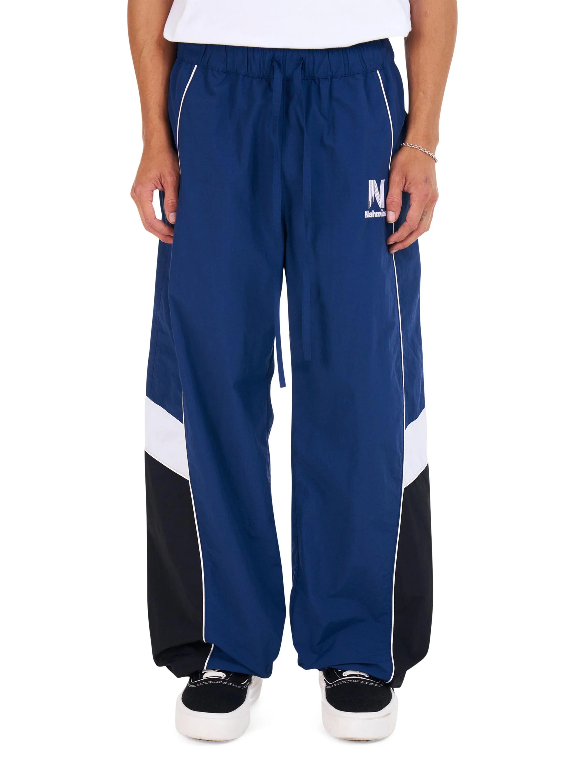 Men's Colorblocked Warm Up Pants - Cobalt Blue Nylon - 1