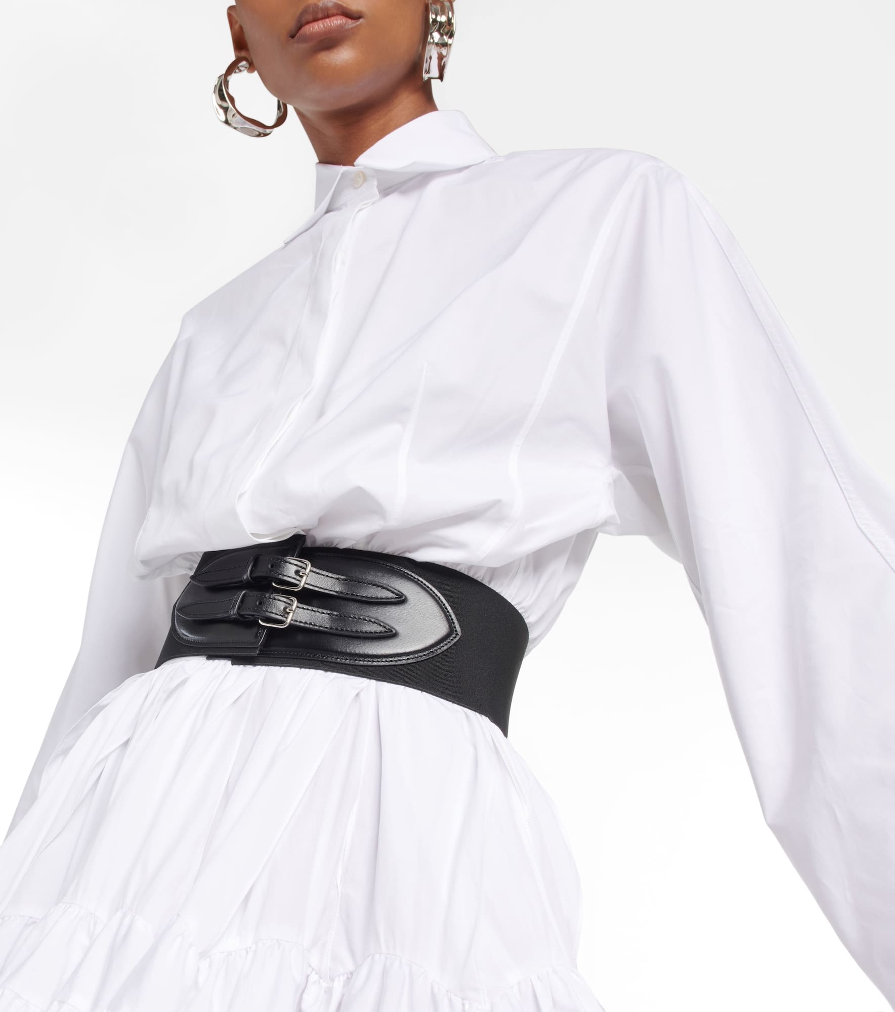 Belted cotton poplin shirt - 4