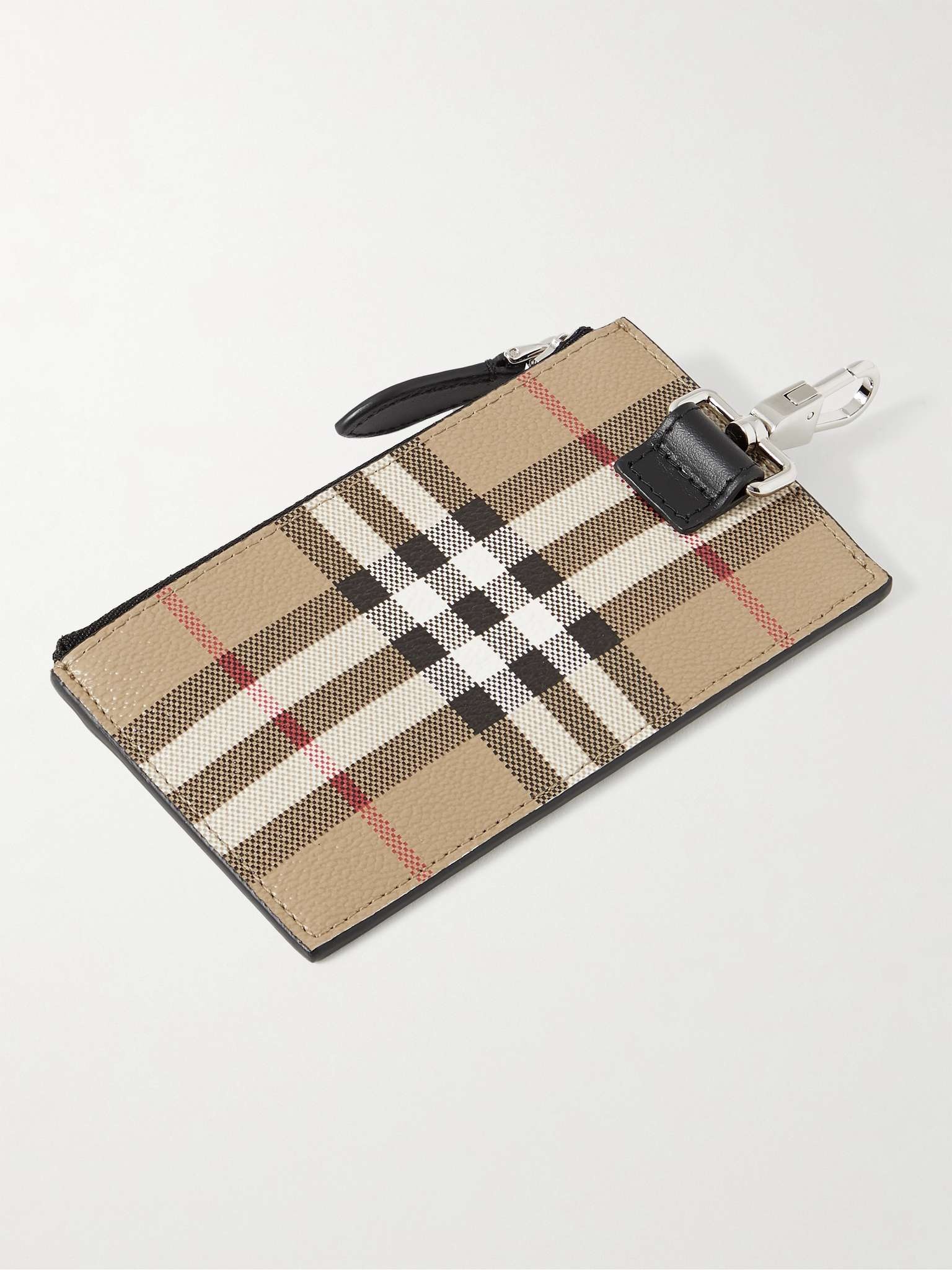 Leather-Trimmed Checked Coated-Canvas Zipped Cardholder - 3
