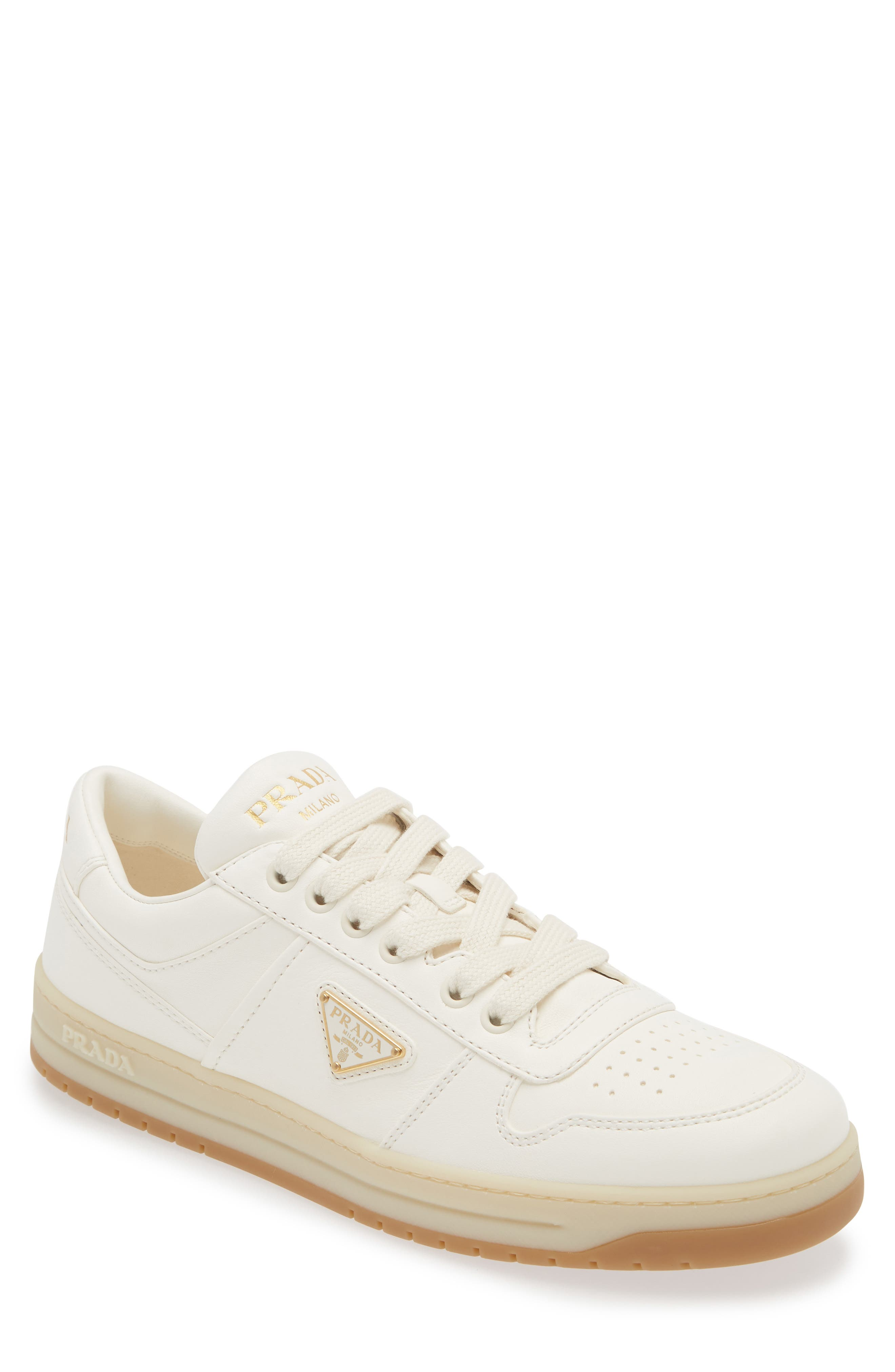 Prada Downtown Leather Sneaker in Avorio at Nordstrom - 1