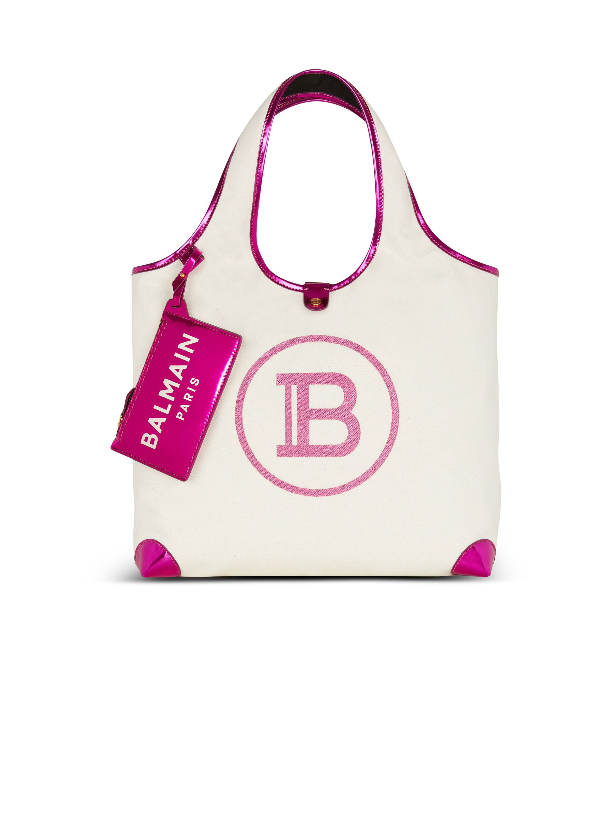 Mirror-effect leather and canvas Grocery Bag - 1