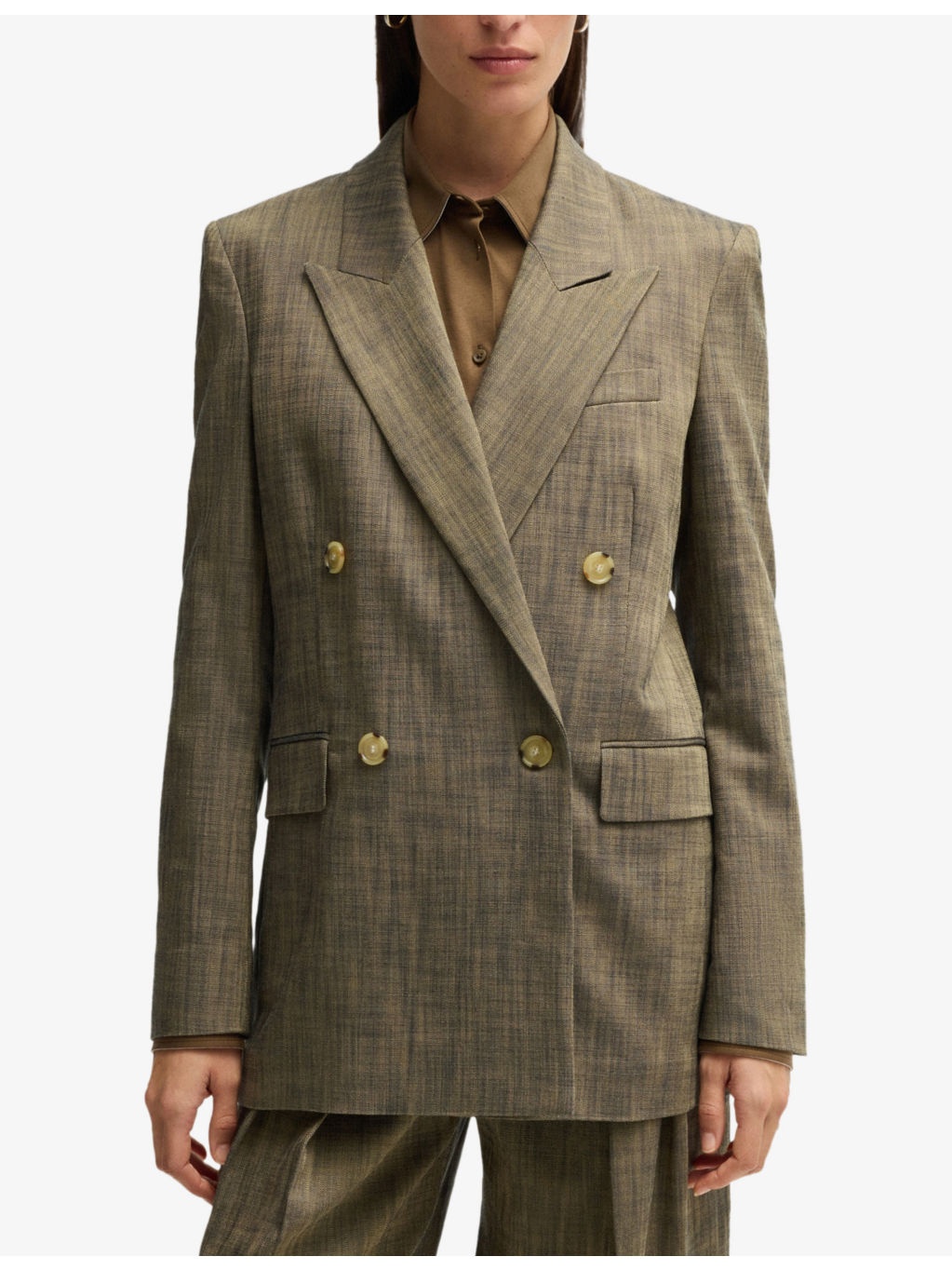 Double-breasted peak-lapel woven blazer - 3
