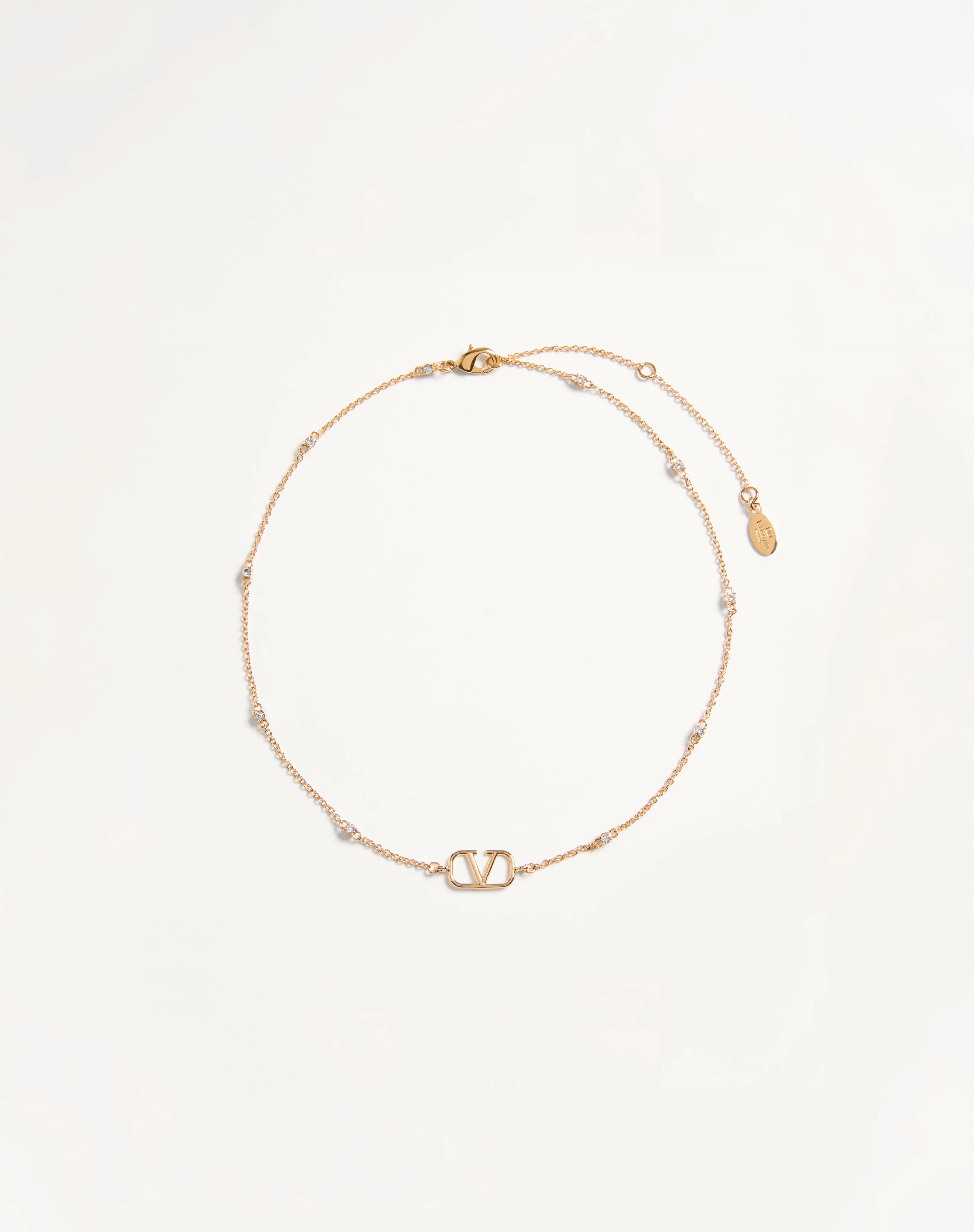 MINI VLOGO SIGNATURE NECKLACE IN METAL AND SWAROVSKI® CRYSTALS - 1