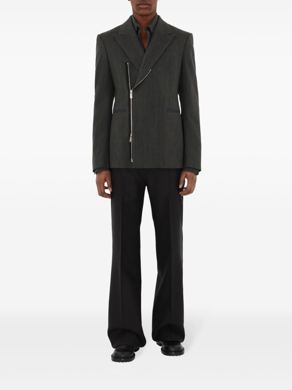 zip-up wool blazer - 2