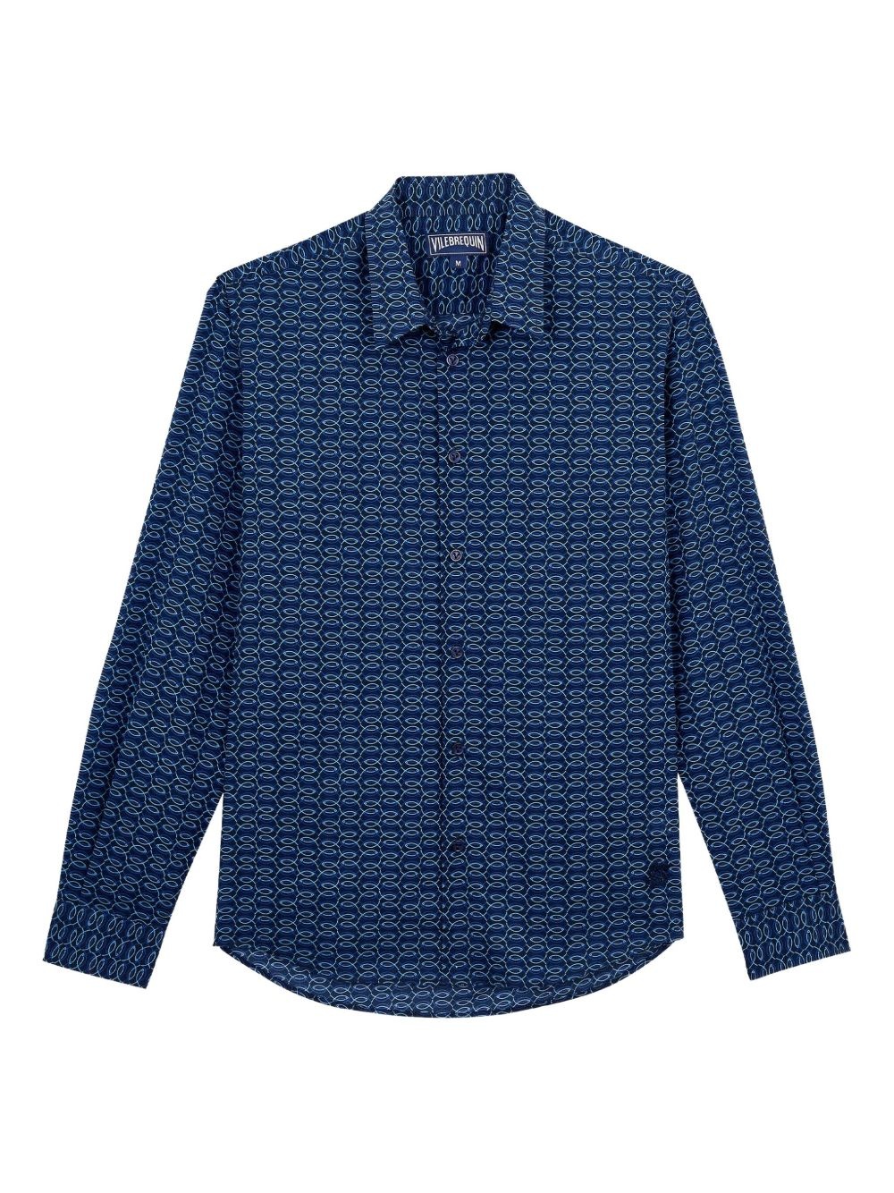 fishnet-print cotton shirt - 1