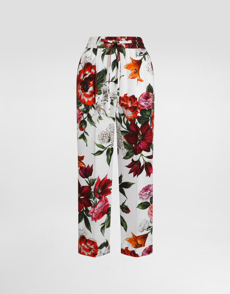 Flower-print poplin trousers 1