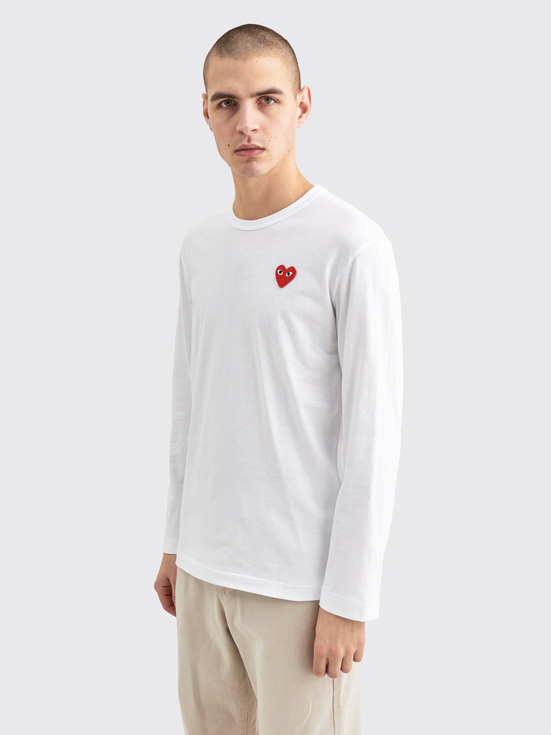 COMME DES GARÇONS PLAY SMALL HEART LS T-SHIRT WHITE RED - 2