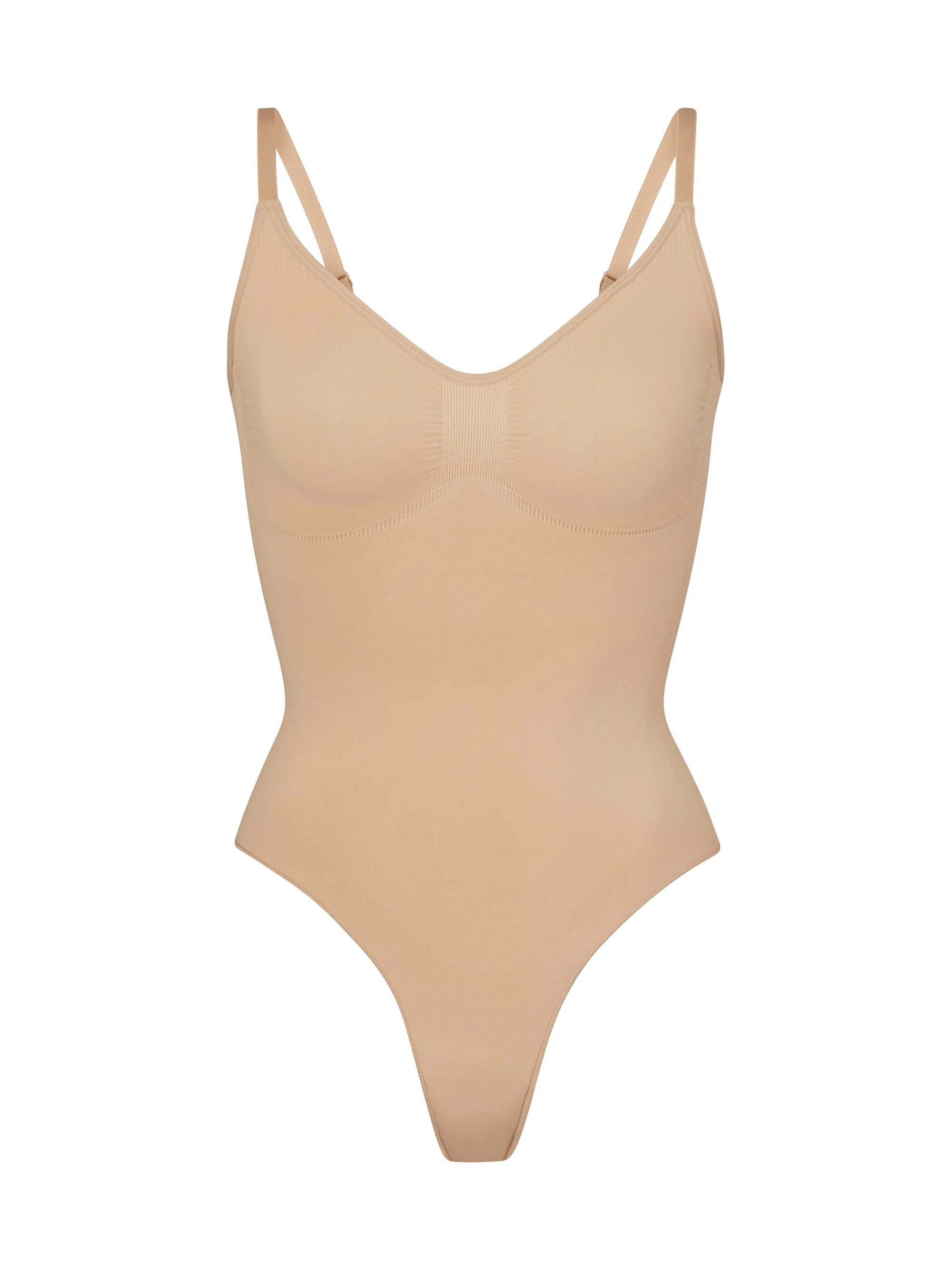 Women's Seamless Sculpt Thong Bodysuit - Clay - 1